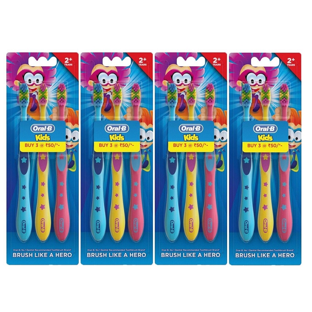 12 Pack Oral-B Kids Toothbrush,extra soft (4 Packs of 3)
