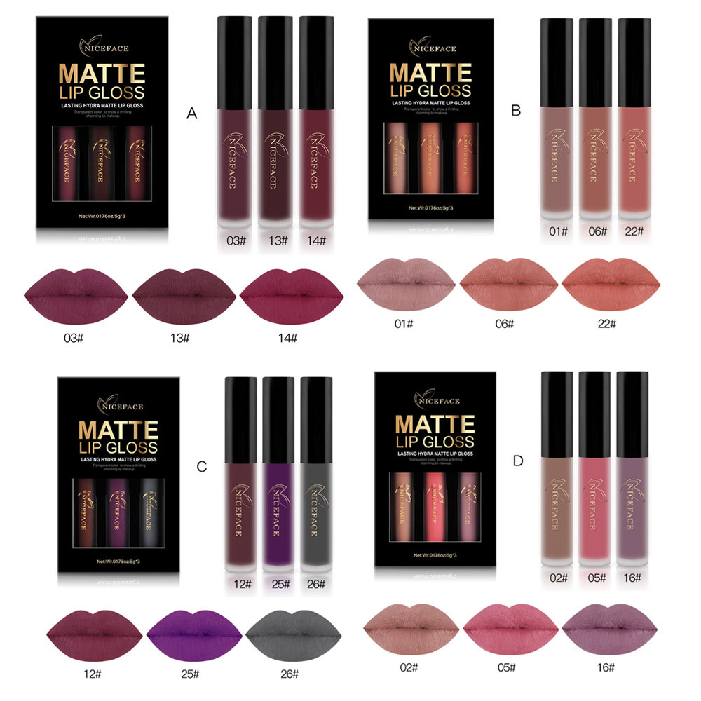 3-Piece Fashion Waterproof Matte Liquid Lipstick Gloss Kit 3-Piece Fashion Waterproof Matte Liquid Lipstick Gloss Kit