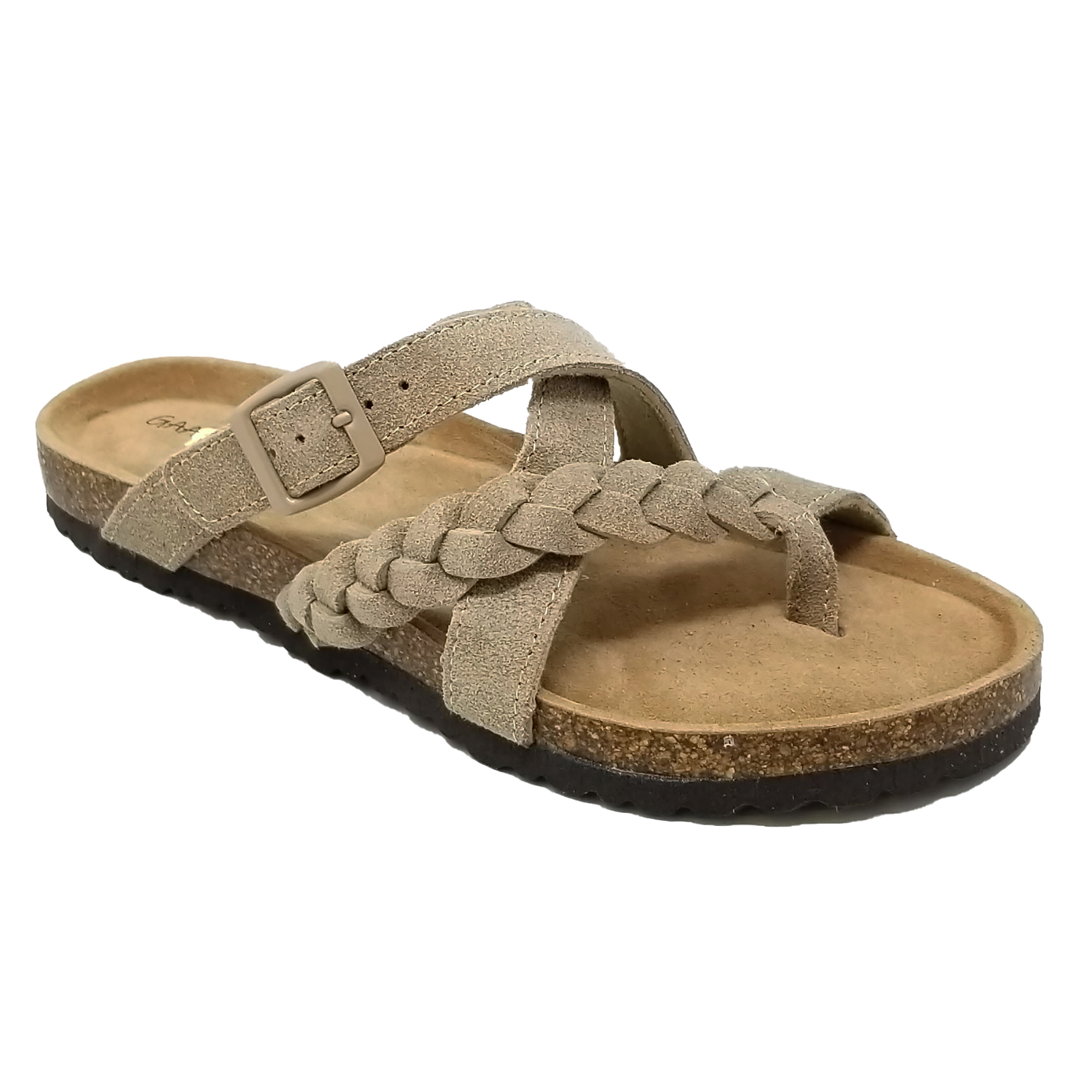 Women's Leather Braided Criss-Cross Footbed Sandal With Adjustable Strap