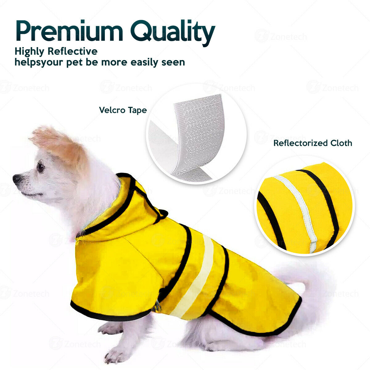 Raincoat Protection Hood with Reflective Stripe Strip for Pets