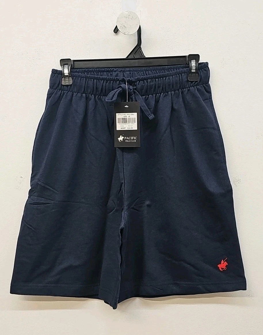 PACIFIC POLO CLUB ELASTIC WAISTBAND MEN'S SHORTS - SIZE: MEN M - NAVY - New