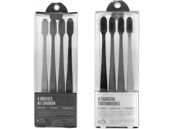 8-Count Charcoal Toothbrushes With ergonomic handle