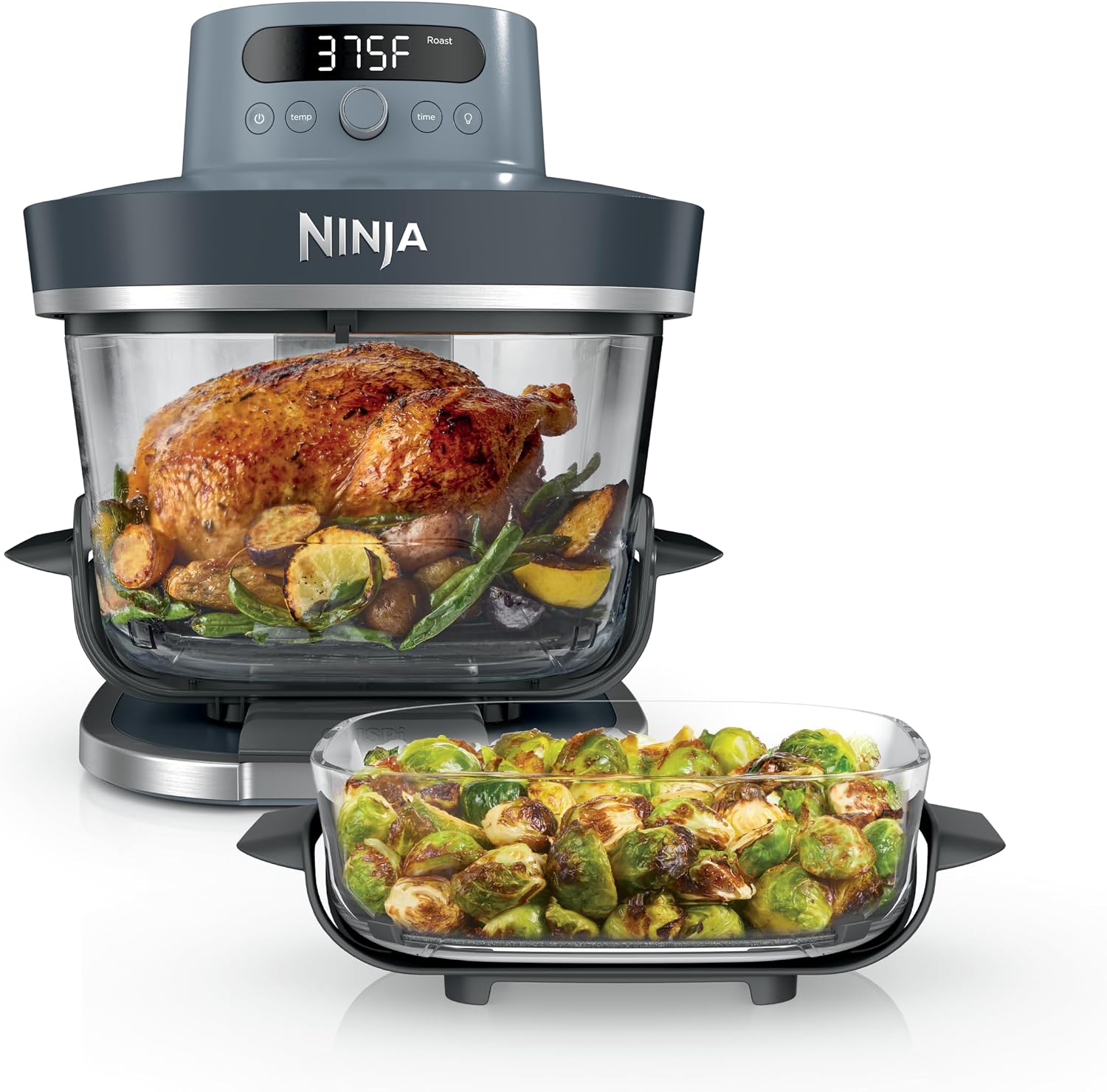 Refurbished Ninja Crispi Pro 6-in-1 Glass Air Fryer – With 6-Qt & 2.5-Qt Glass Containers & Lids