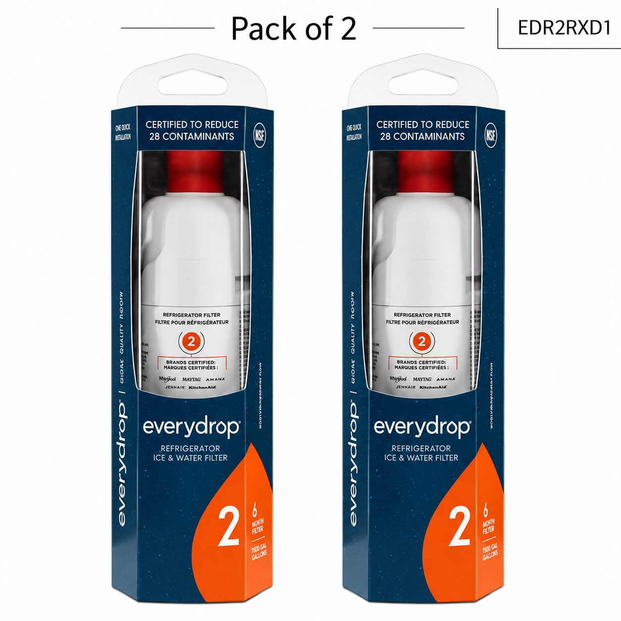 everydrop by Whirlpool Ice and Water Refrigerator Filter 2 - EDR2RXD1 - Pack Of 2 (Including 2 units)