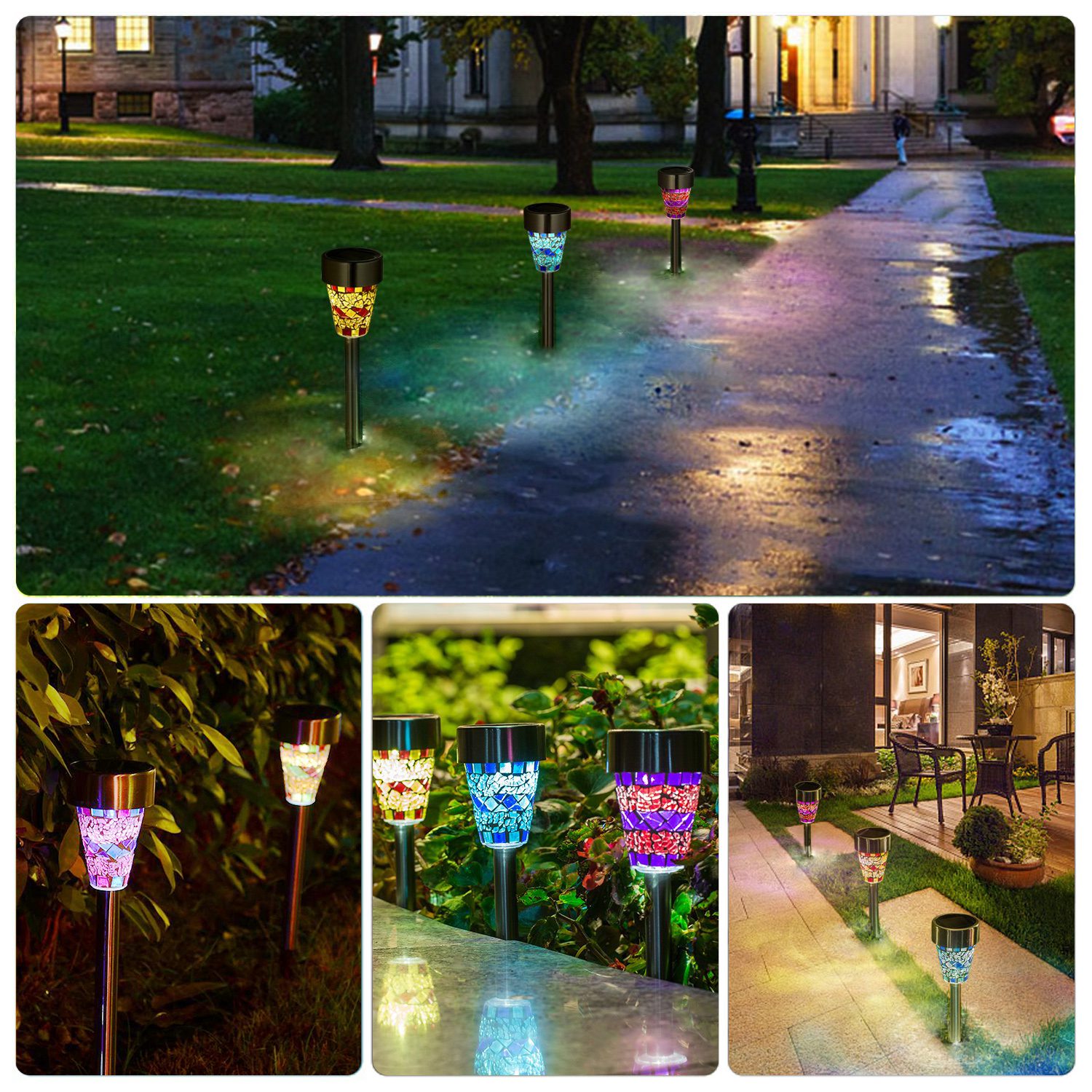 6-Pack Solar Garden Lights Outdoor Solar Pathway Lights IP44 Water-resistant Landscape Lights 8Hrs Lawn Lamps for Yard Driveway Walkway