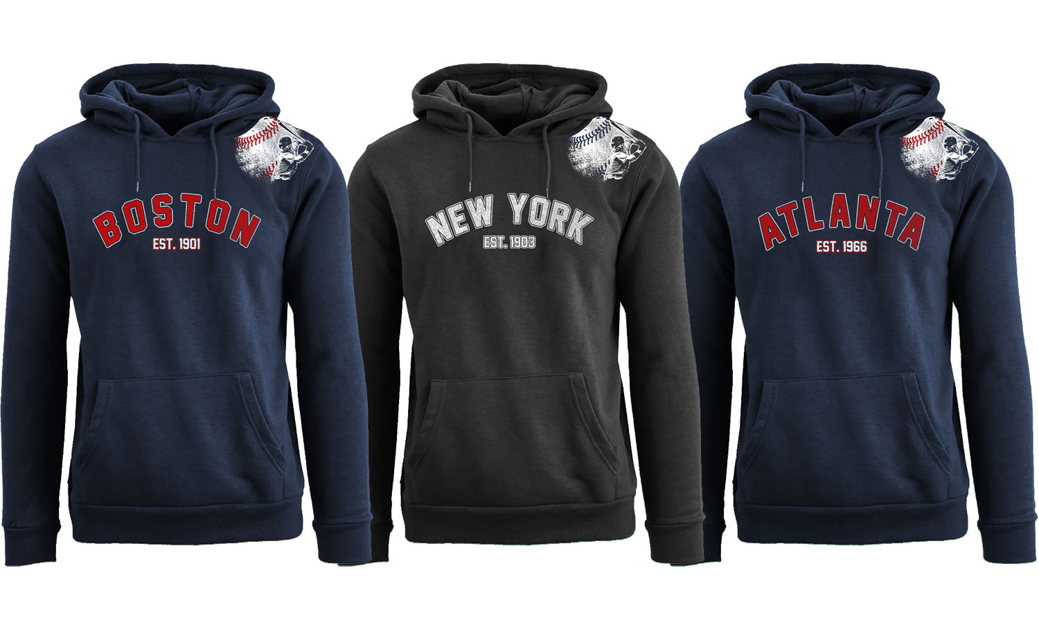 Men Batter Up Baseball Pull Over Hoodie