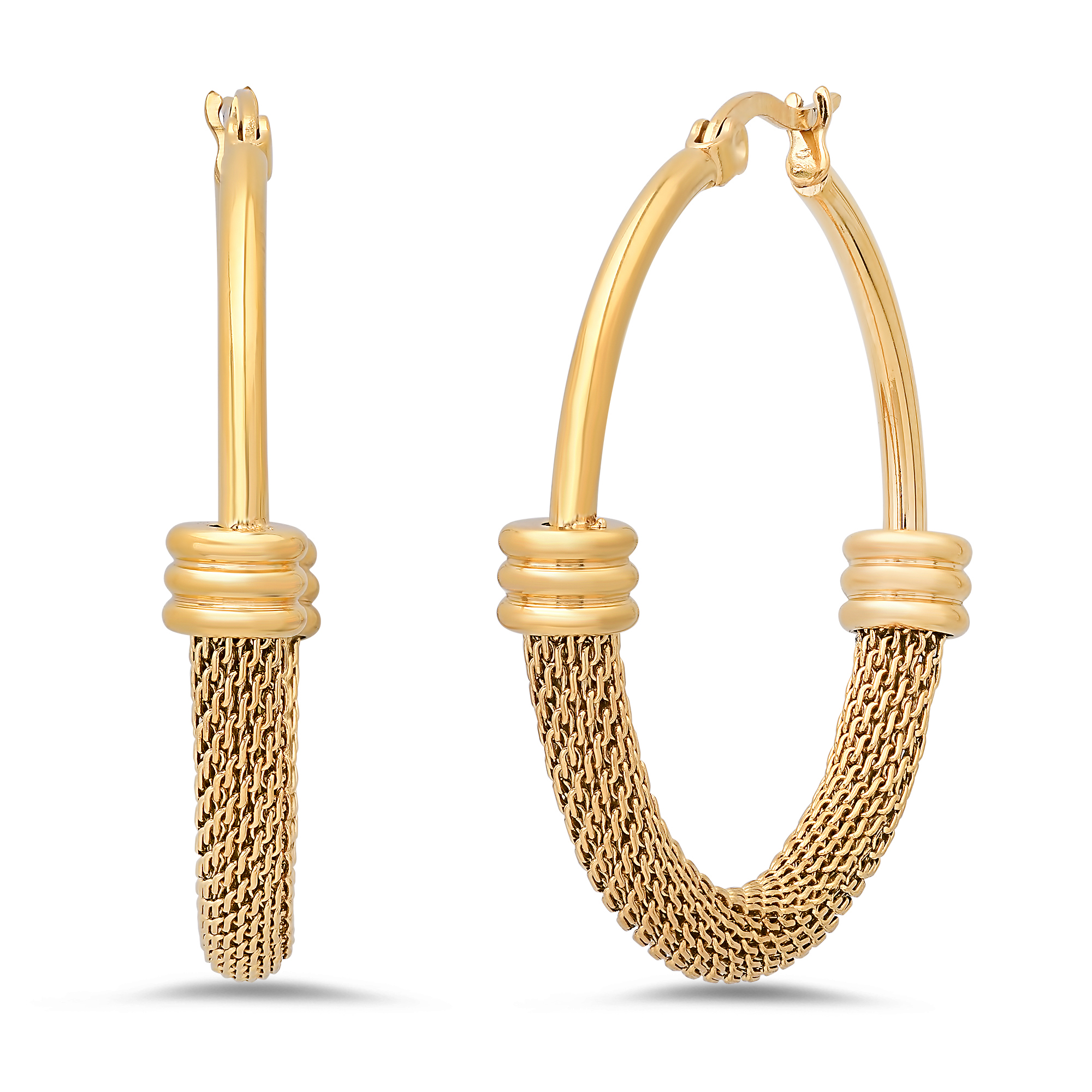 Chain Weave Mesh Hoop Earrings