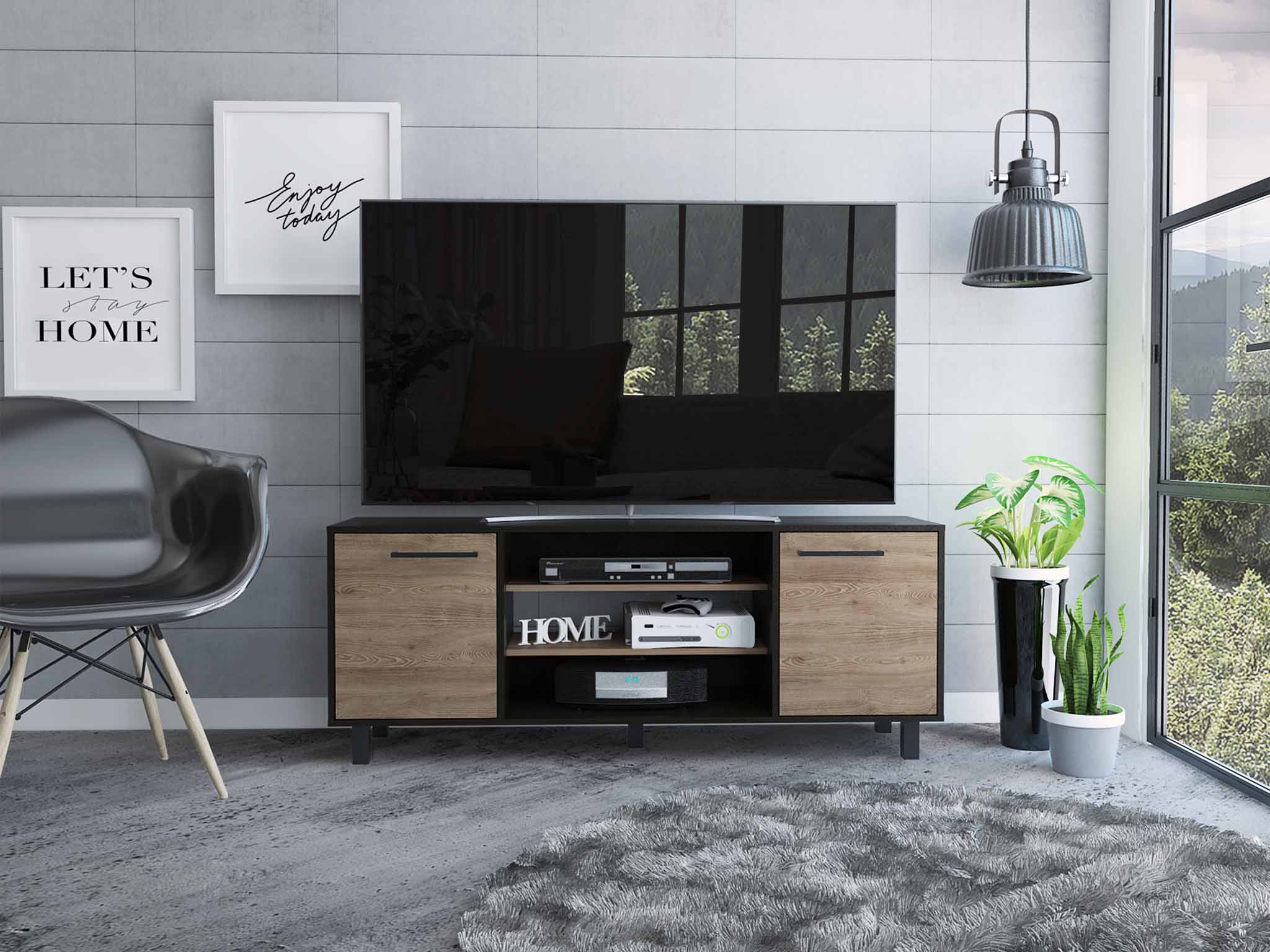 FM FURNITURE Washington TV stand Seven Cubby for TVs Up to 65''