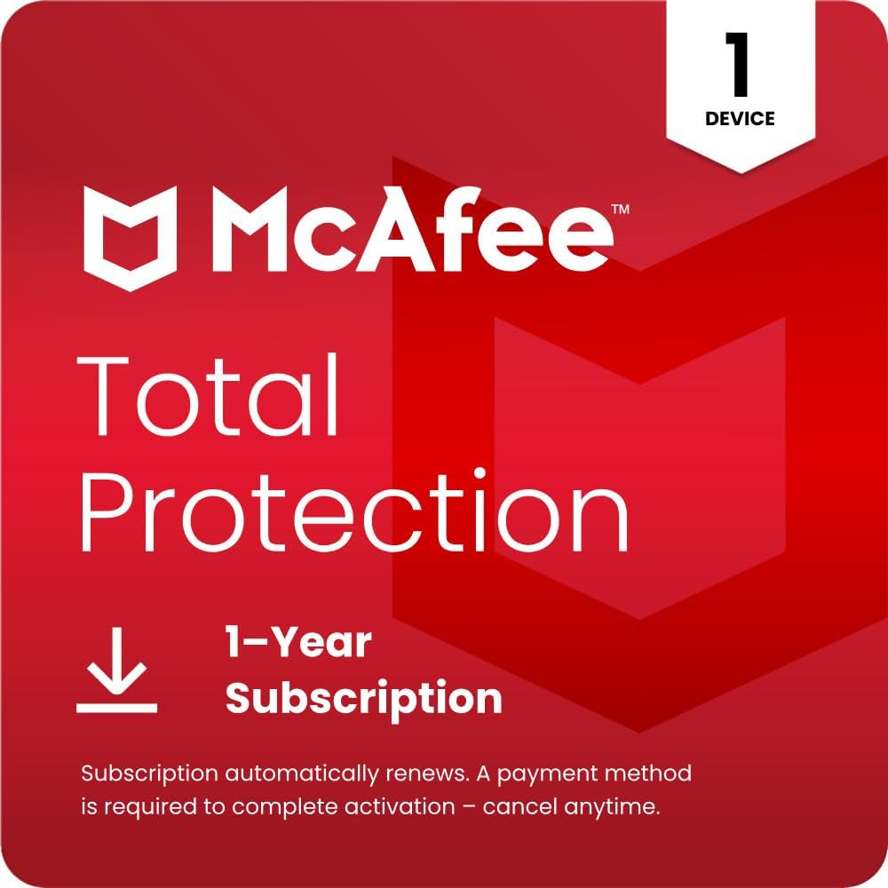 McAfee Total Protection Antivirus 1 Device:1-Year Subscription -Digital Delivery