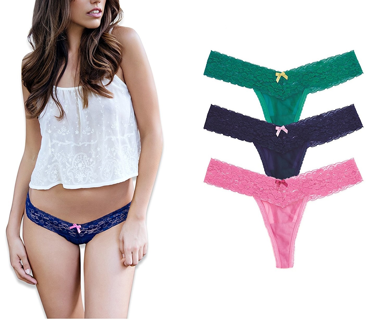 12-Pack Women s Hi Leg Stretch Lace Thong Panties 12-Pack Women s Hi Leg Stretch Lace Thong Panties