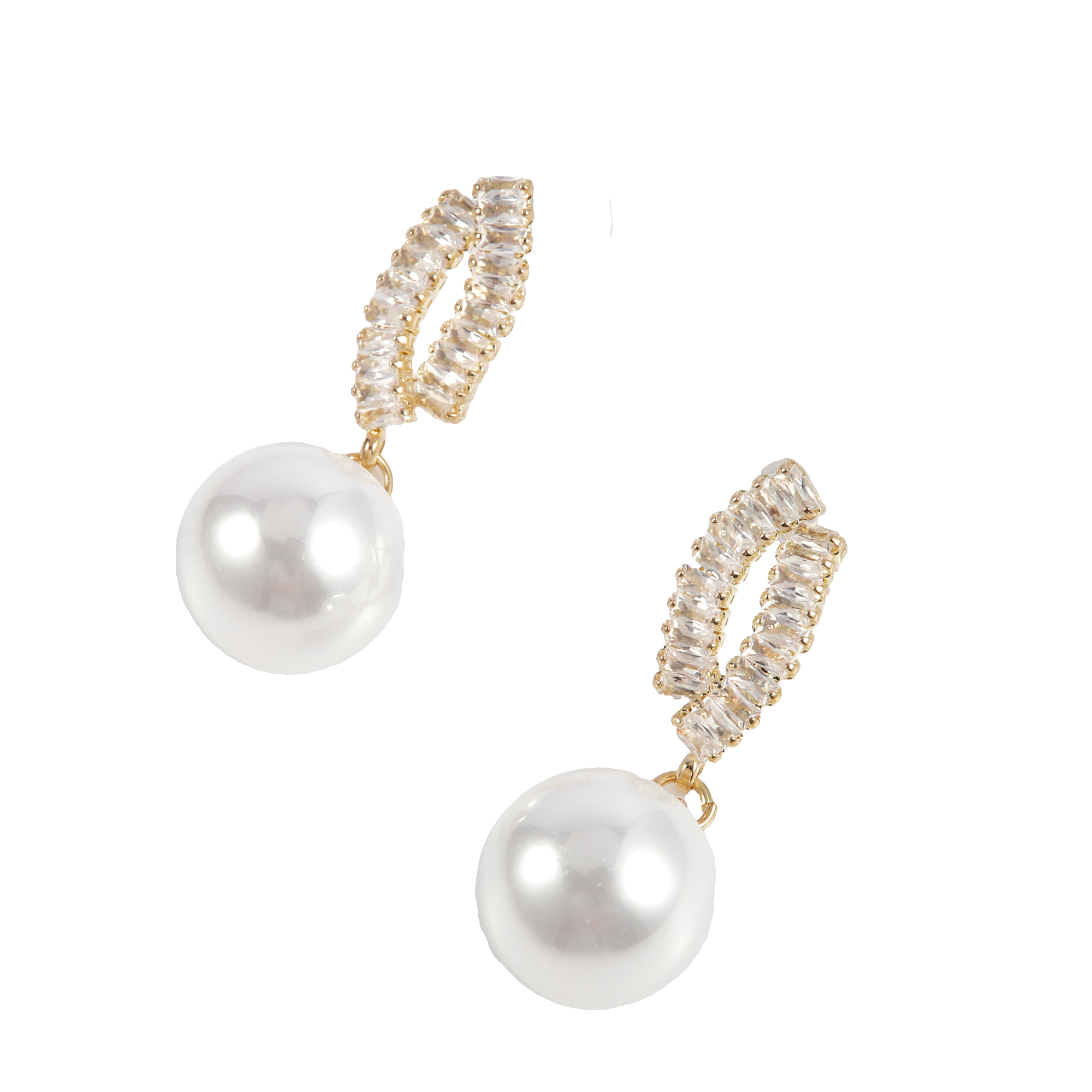 18k Gold Plated Stainless Steel Drop Earrings with Pearl and Cubic Zirconia