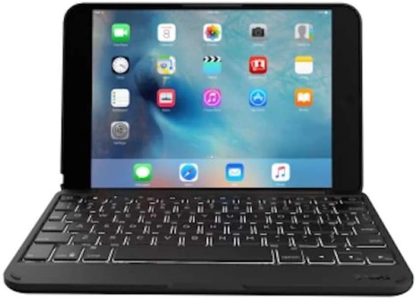 ZAGG Folio Case, Hinged with Backlit Bluetooth Keyboard for iPad Mini 4 - Black