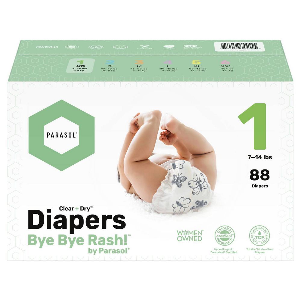 Parasol Clear+Dry Natural Disposable Diapers - Open Box