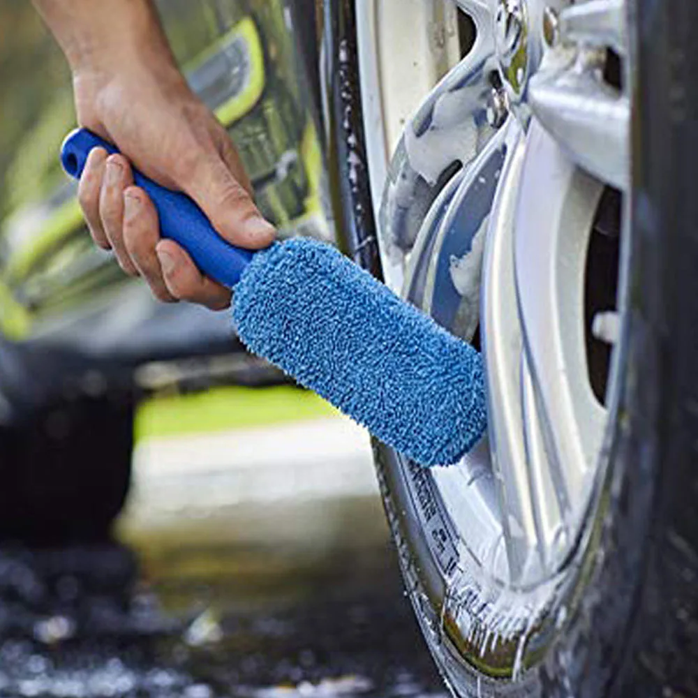 1PC Random Color Car Wheel Wash Cleaning Car Wash Portable Microfiber Wheel Tire Rim Brush