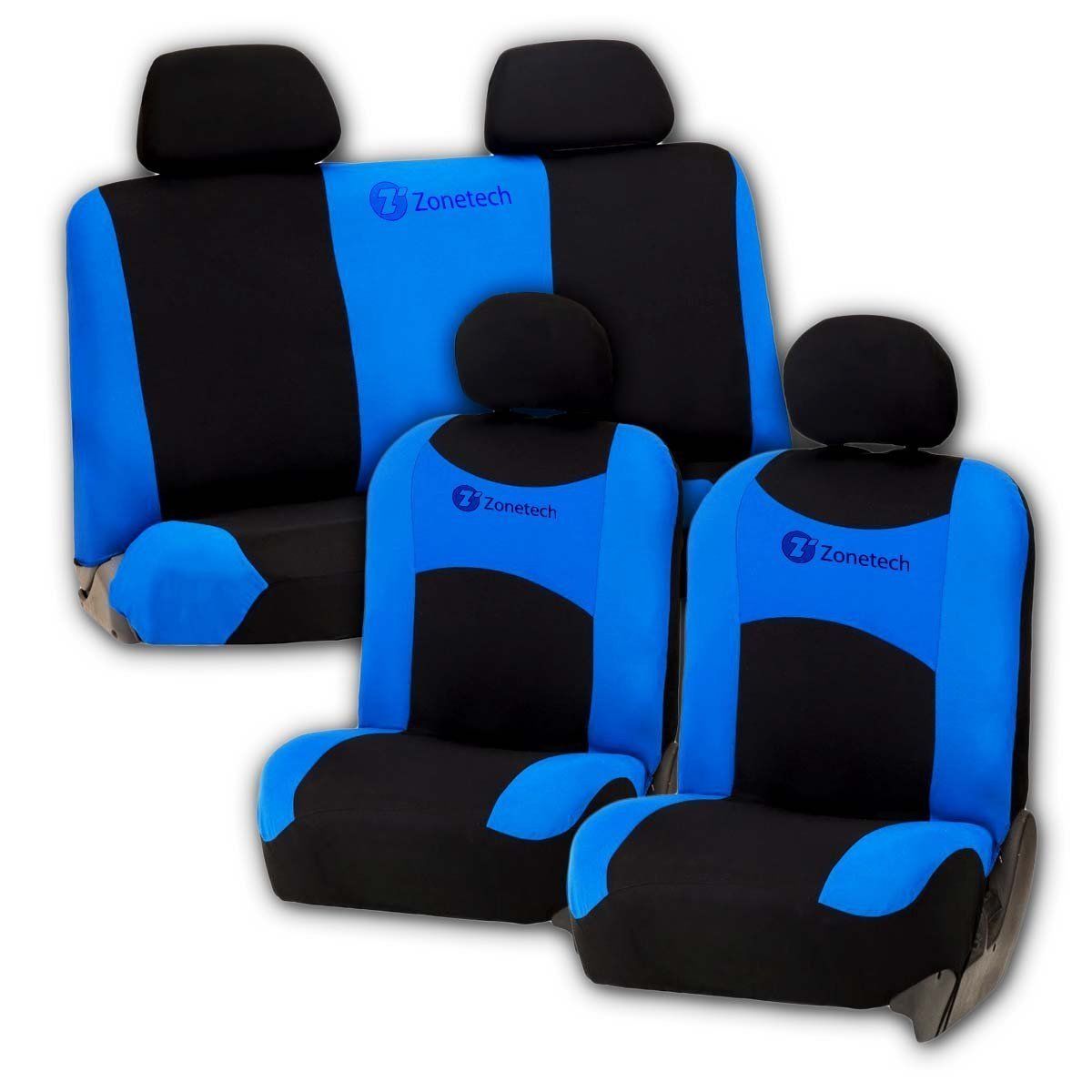 Zone Tech Blue Black Universal Flat Cloth Car Interior Vehicle Seat Covers