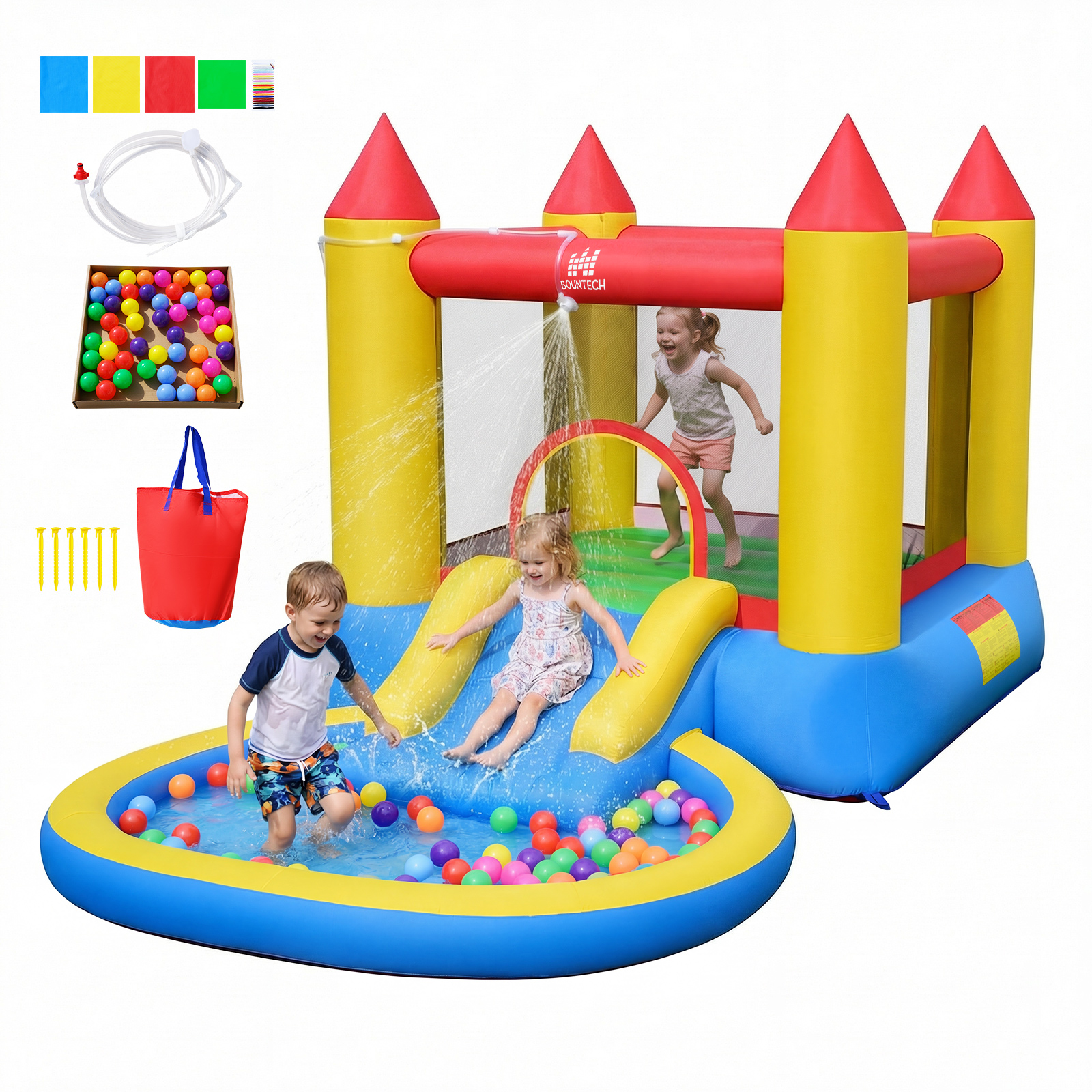 Costway Inflatable Jumping Castle Bouncer Pool w/ Balls