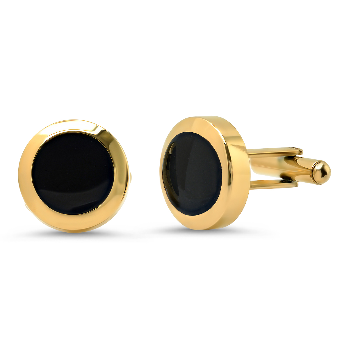Men's Stainless Steel Black and Gold Plated Cufflinks