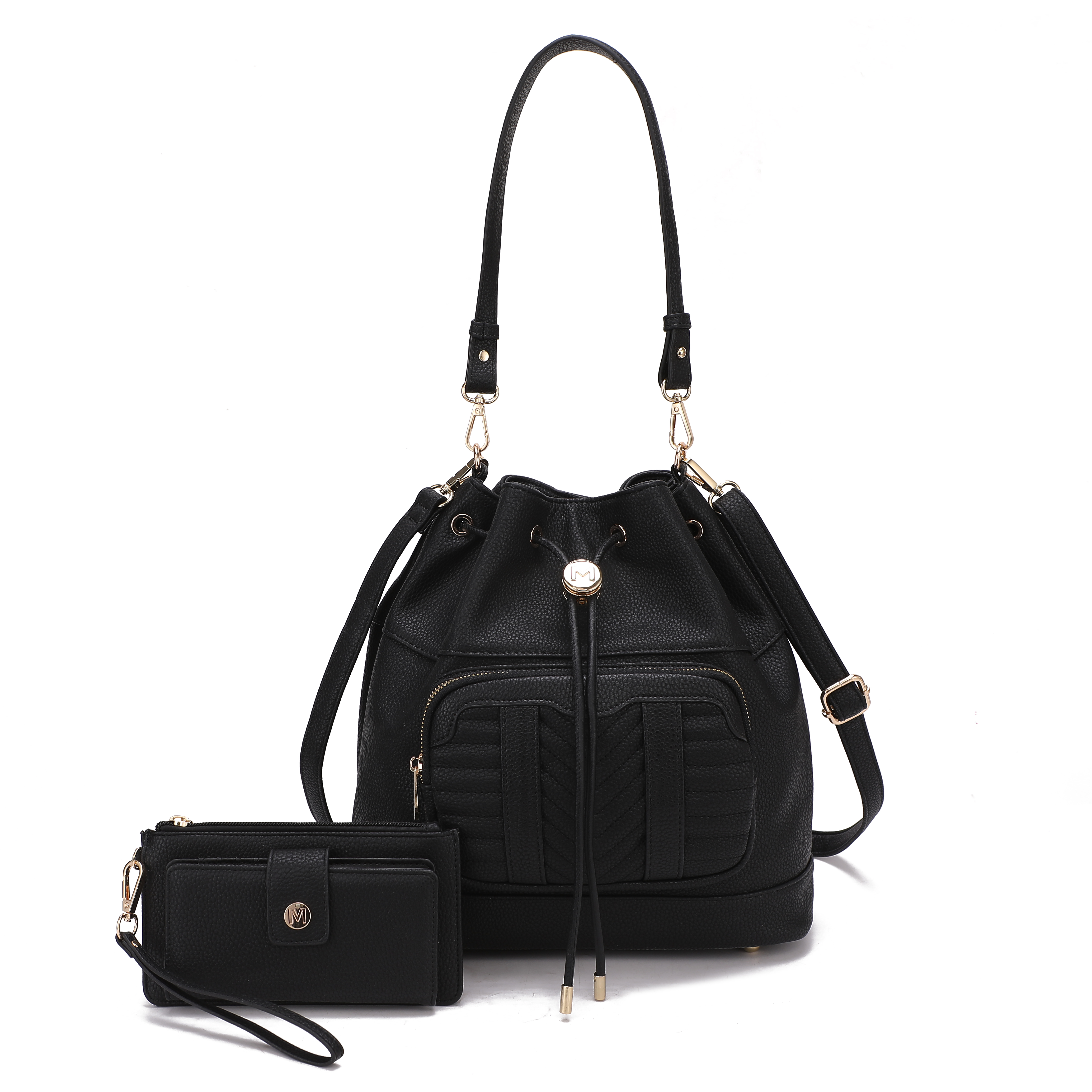 MKF Collection Ryder Vegan Leather Shoulder Bag & Wristlet Wallet by Mia K- 2 PCS