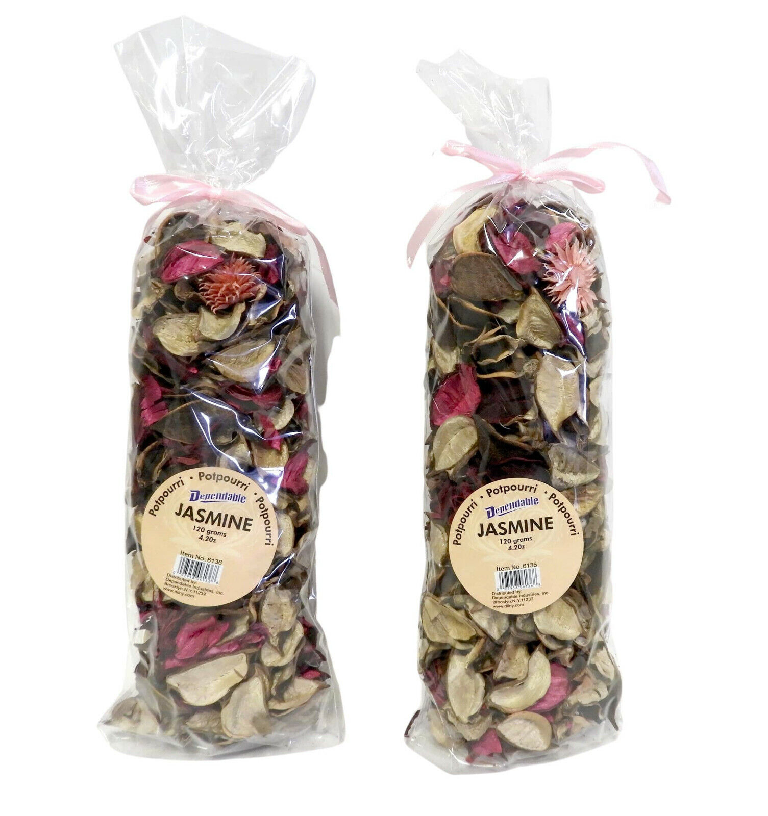 2-Pack Fresh Scent Potpourri Petal Bowl and Vase Filler Home Décor 2 Large Bags 120 Grams Each (Jasmine)