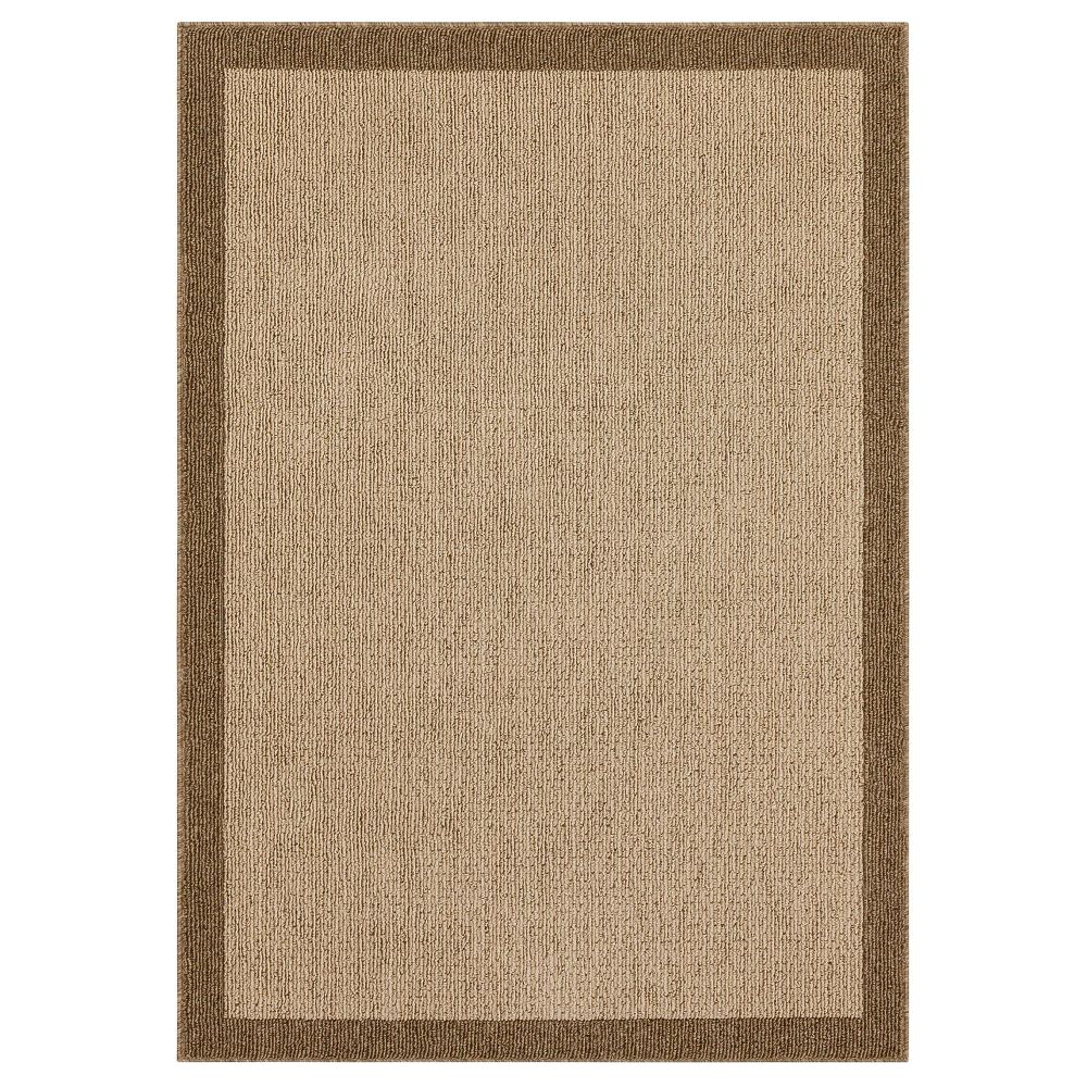 2'6"x3'10" Washable Madison Border Accent Rug Tan - Threshold: Indoor Tufte