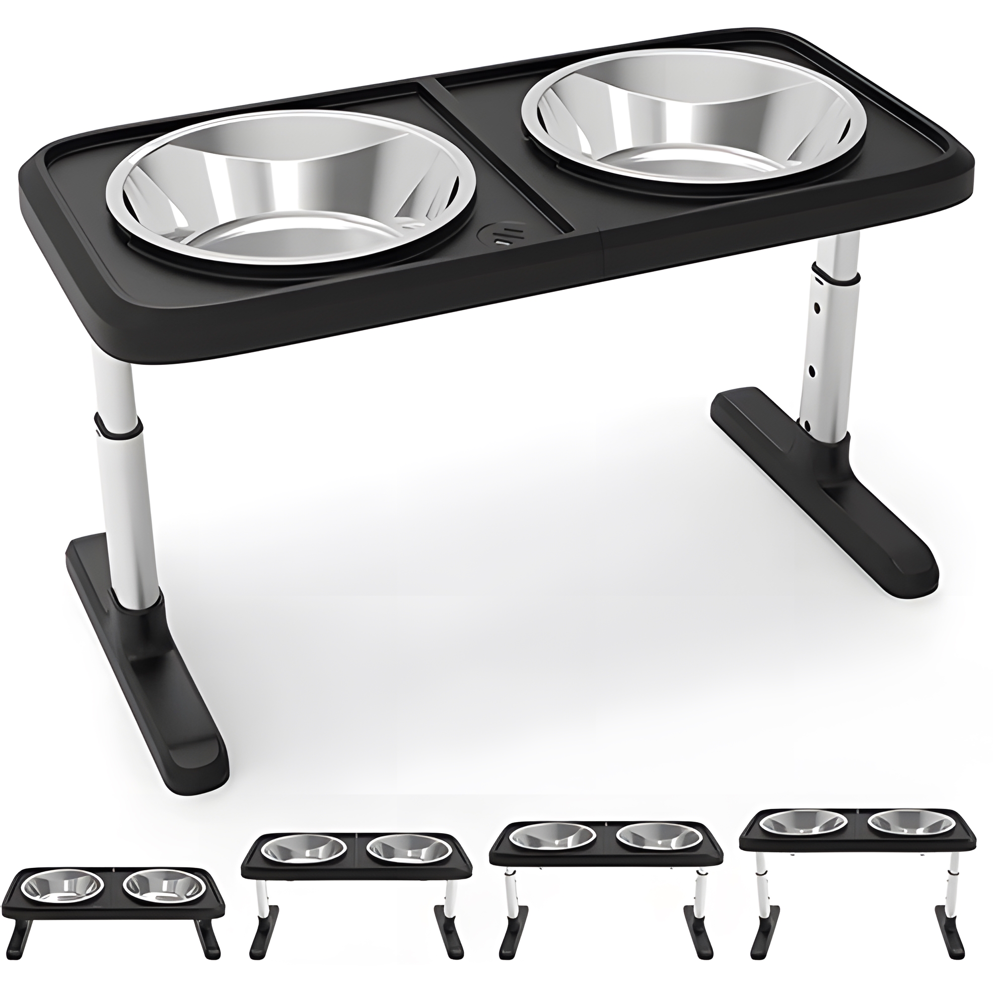 Adjustable Pet Stand Feeder with 2 Stainless Steel Bowls
