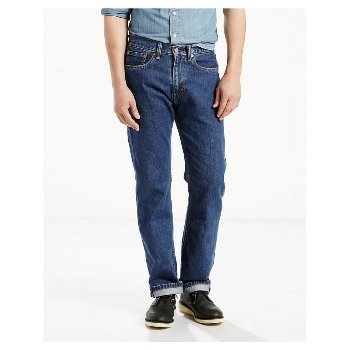 LEVI'S MEN'S BIG & TALL 505 REGULAR FIT JEANS - SIZE: MEN 46X32 - DARK DENIM - New