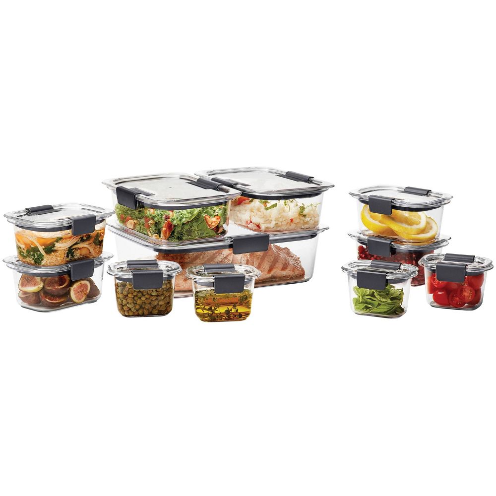 Rubbermaid Brilliance 22pc Plastic Food Storage Container Set Clear: Microwavable Safe