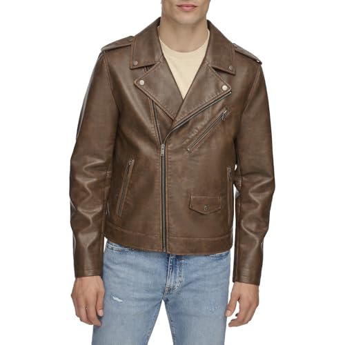 LEVI'S MEN FAUX LEATHER MOTORCYCLE JACKET SIZE MEN XL SADDLE-NEW - New