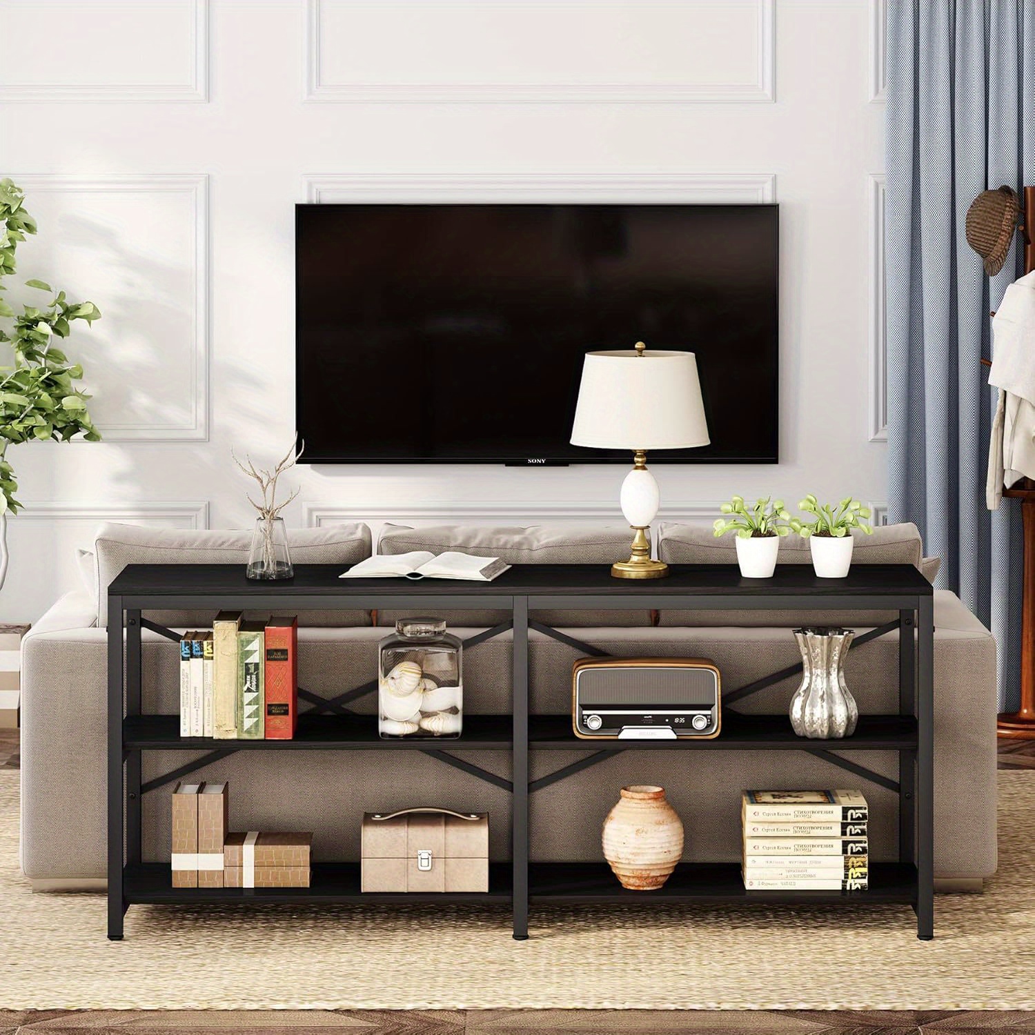 Extra Long Console Table, Modern Sofa Table Behind Couch Table with