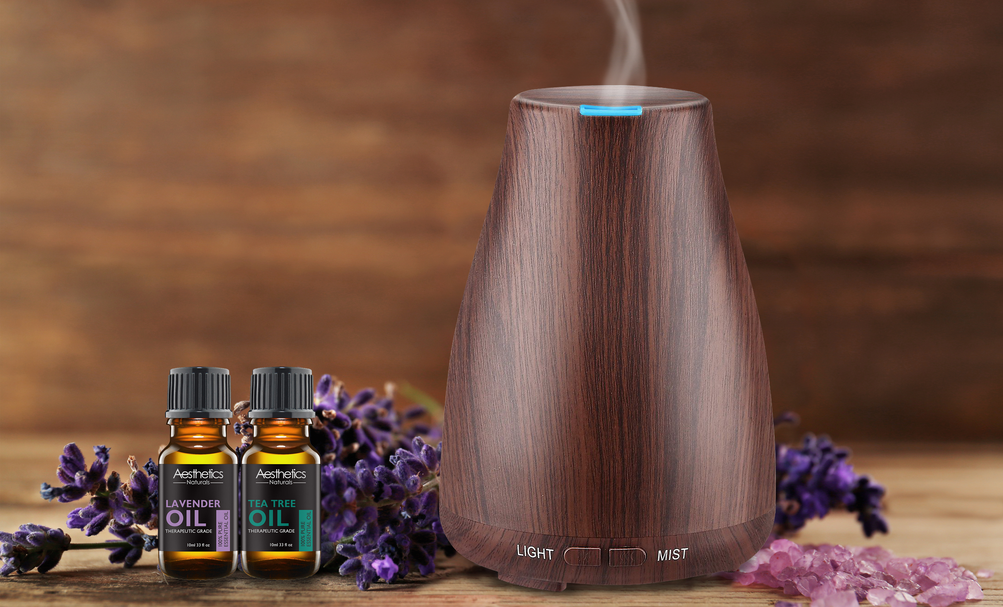 Aesthetics Ultrasonic Diffuser with 2 Essential Oils (3-Piece Set)