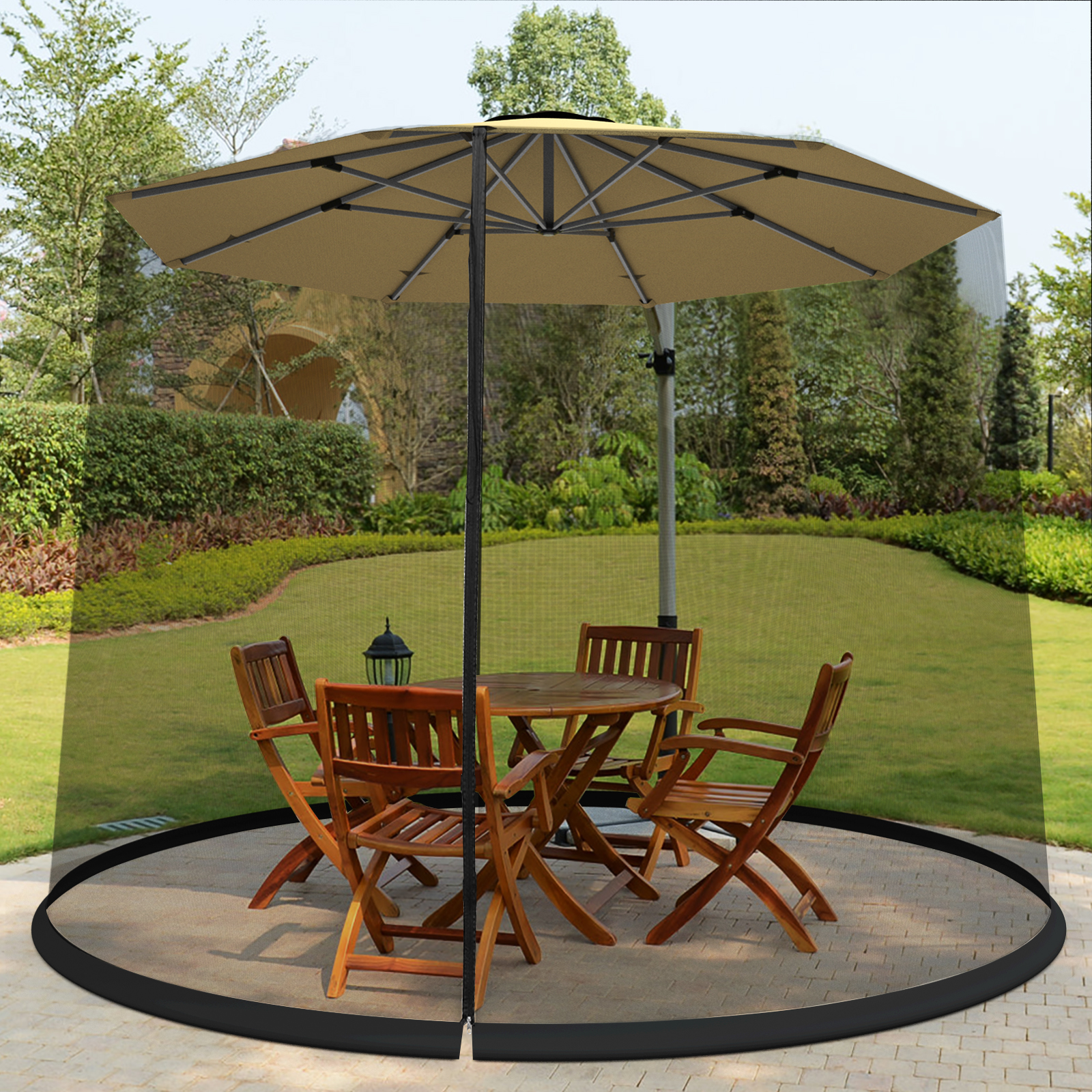 10FT Patio Umbrella Mesh Screen Mosquito Protector