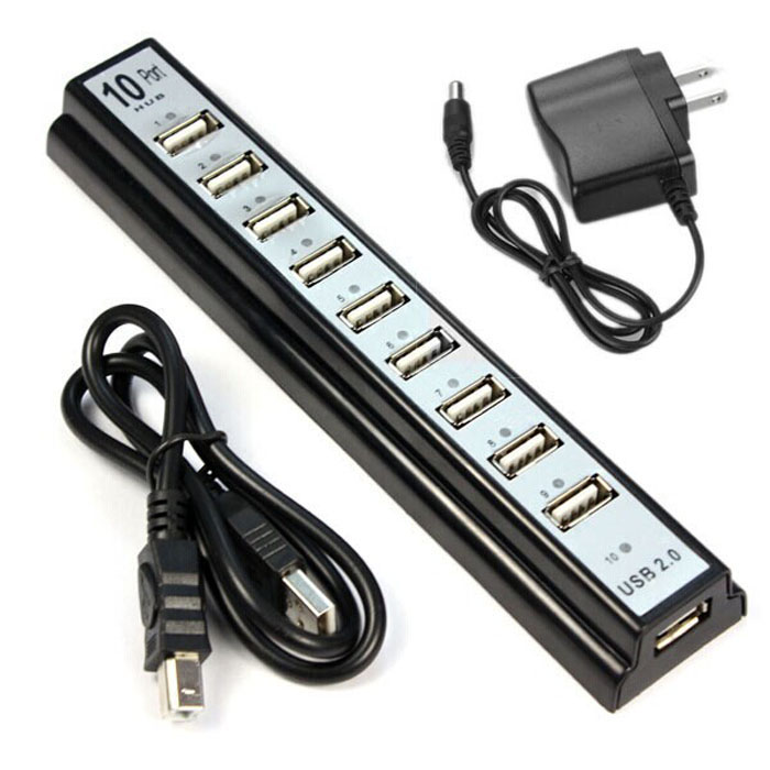 10 Port Hi-Speed USB 2.0 Hub Power Adapter for PC Laptop Computer 10 Port Hi-Speed USB 2.0 Hub Power Adapter for PC Laptop Computer