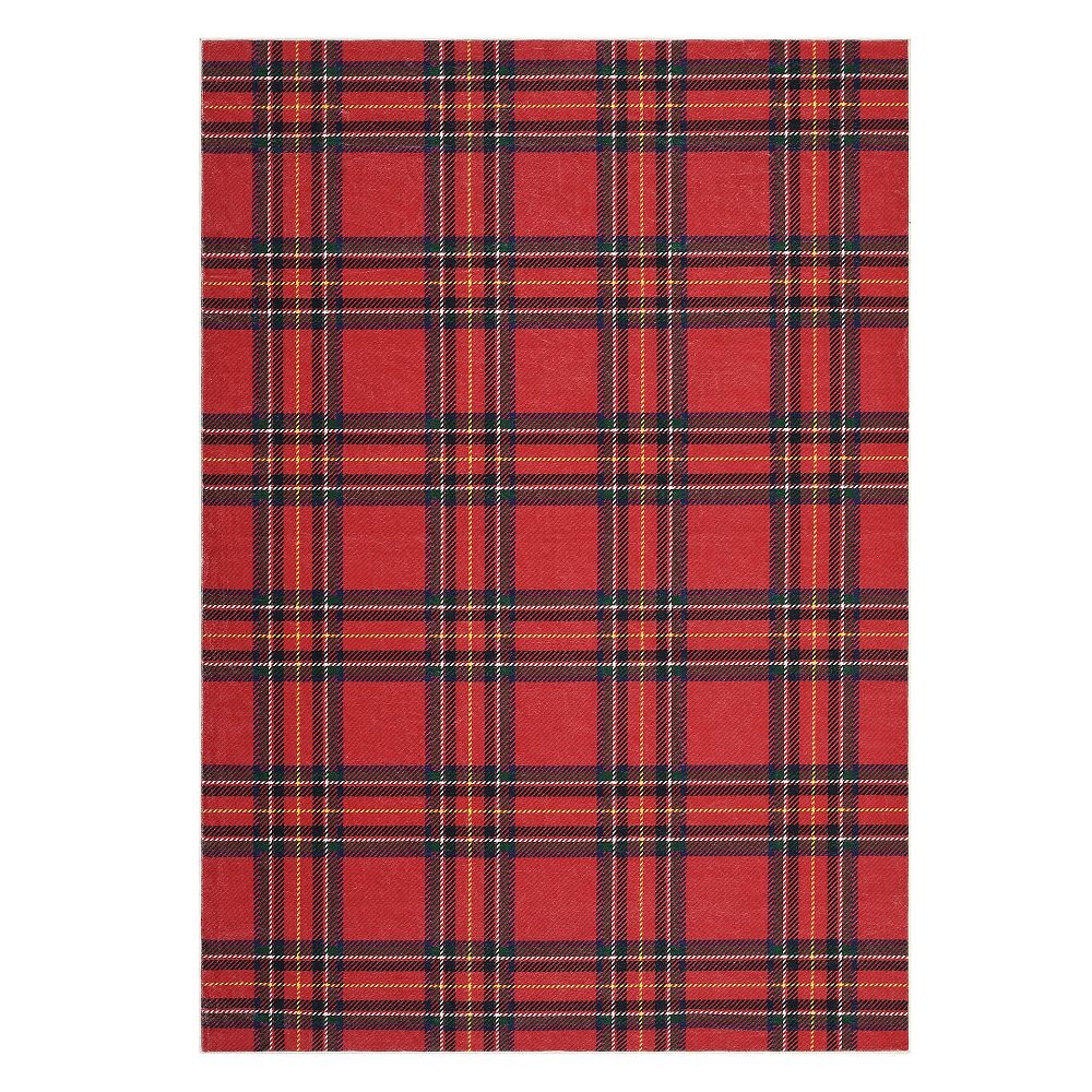 5'x7' Washable Christmas Area Rug for Living Room Soft Non Slip Plaid Xmas