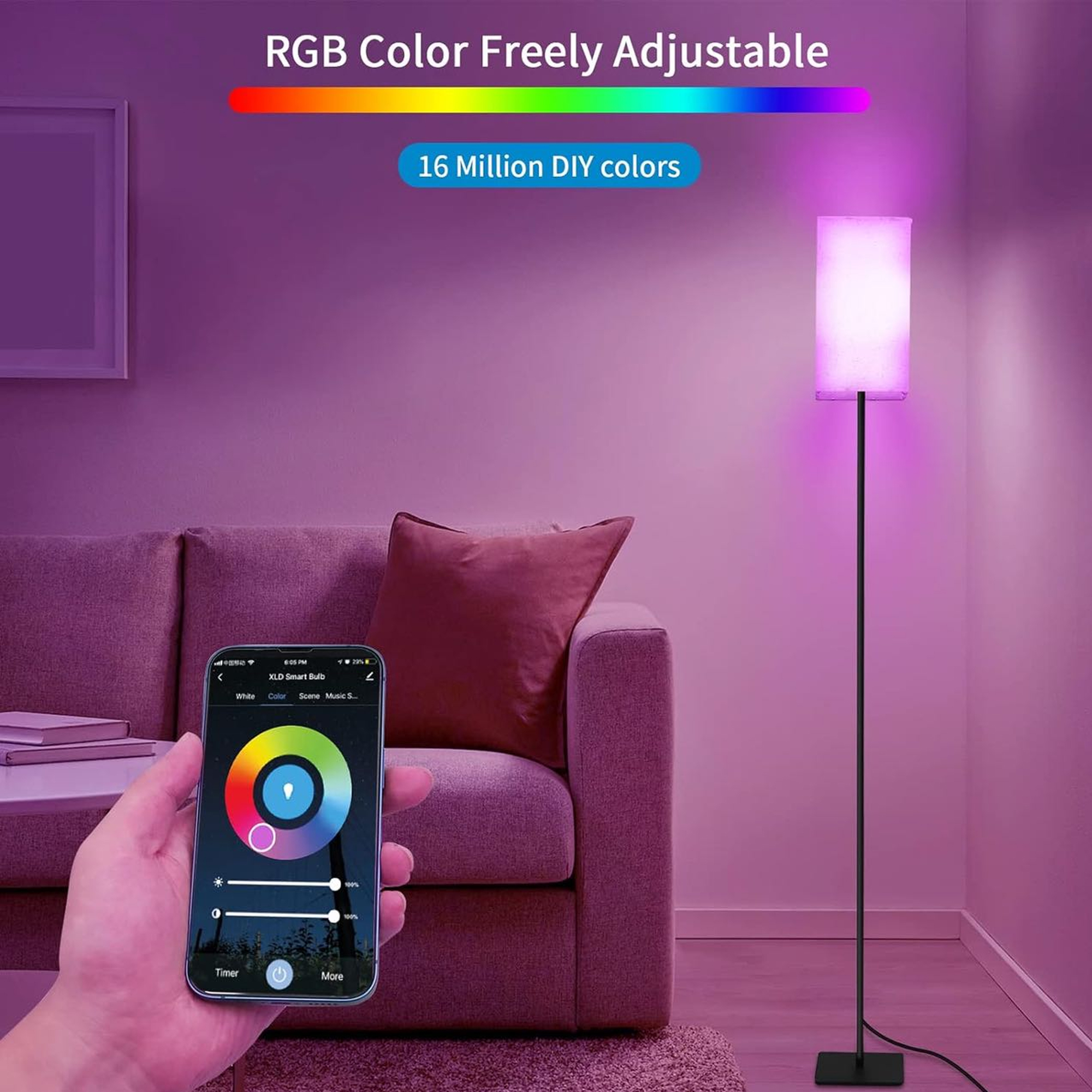 RGB LED Standing Floor Lamp