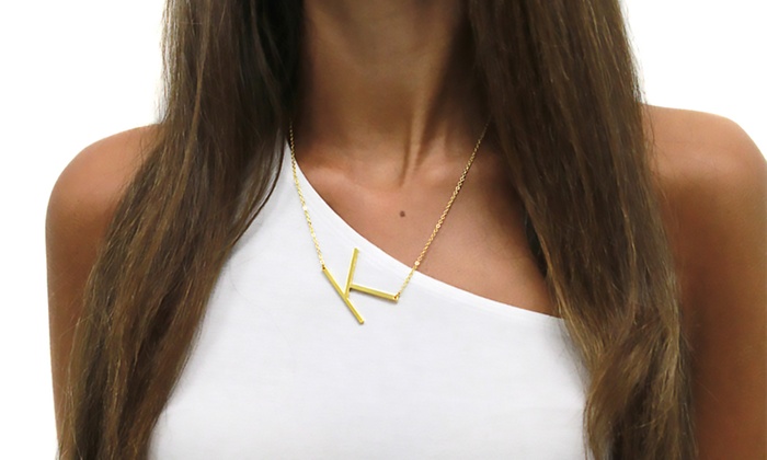 18K Plated Sideway Initial Necklaces
