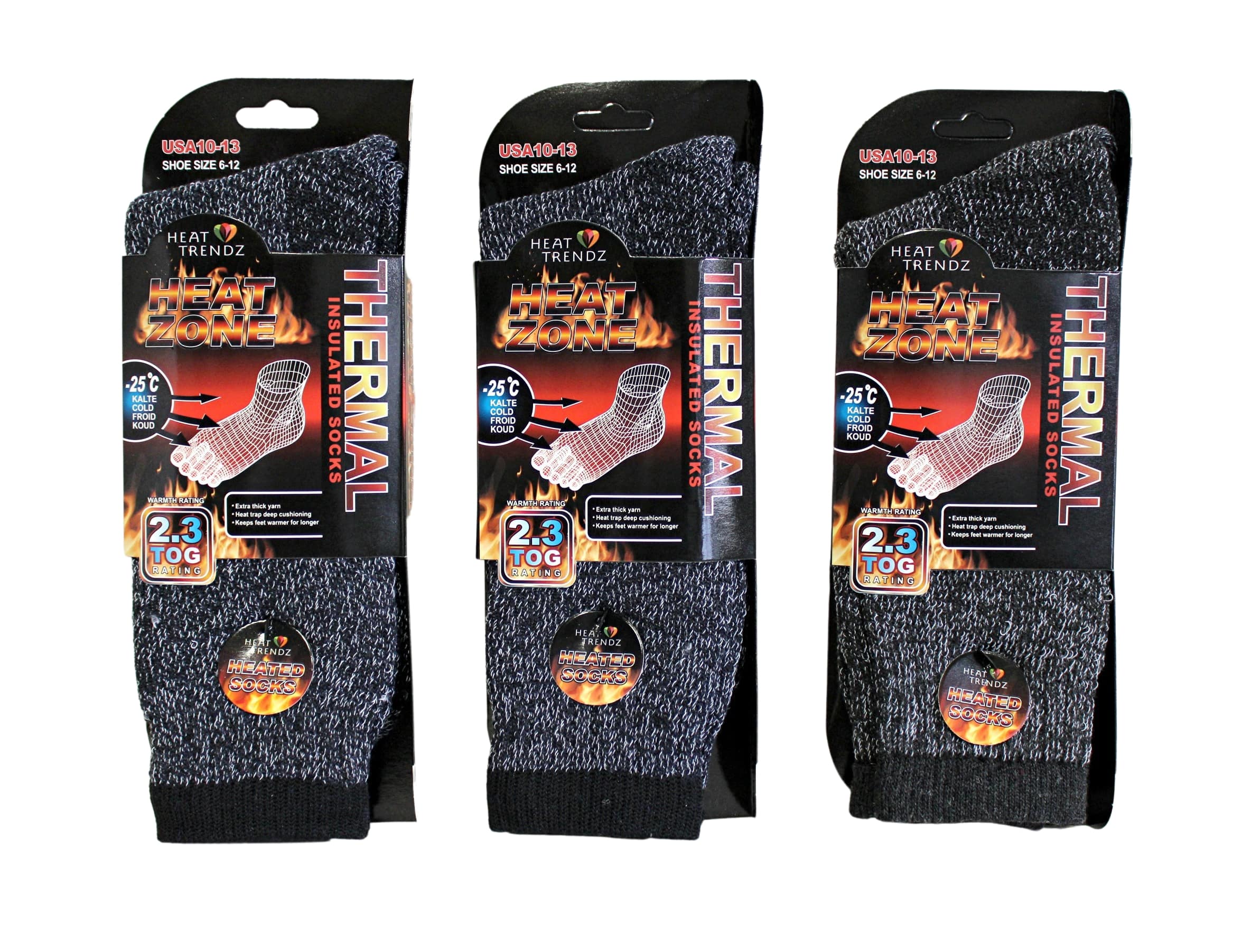 3 Pairs Men's Heat Thick Insulated Extreme Cold Weather Winter Boot Thermal Heated Socks 10-13