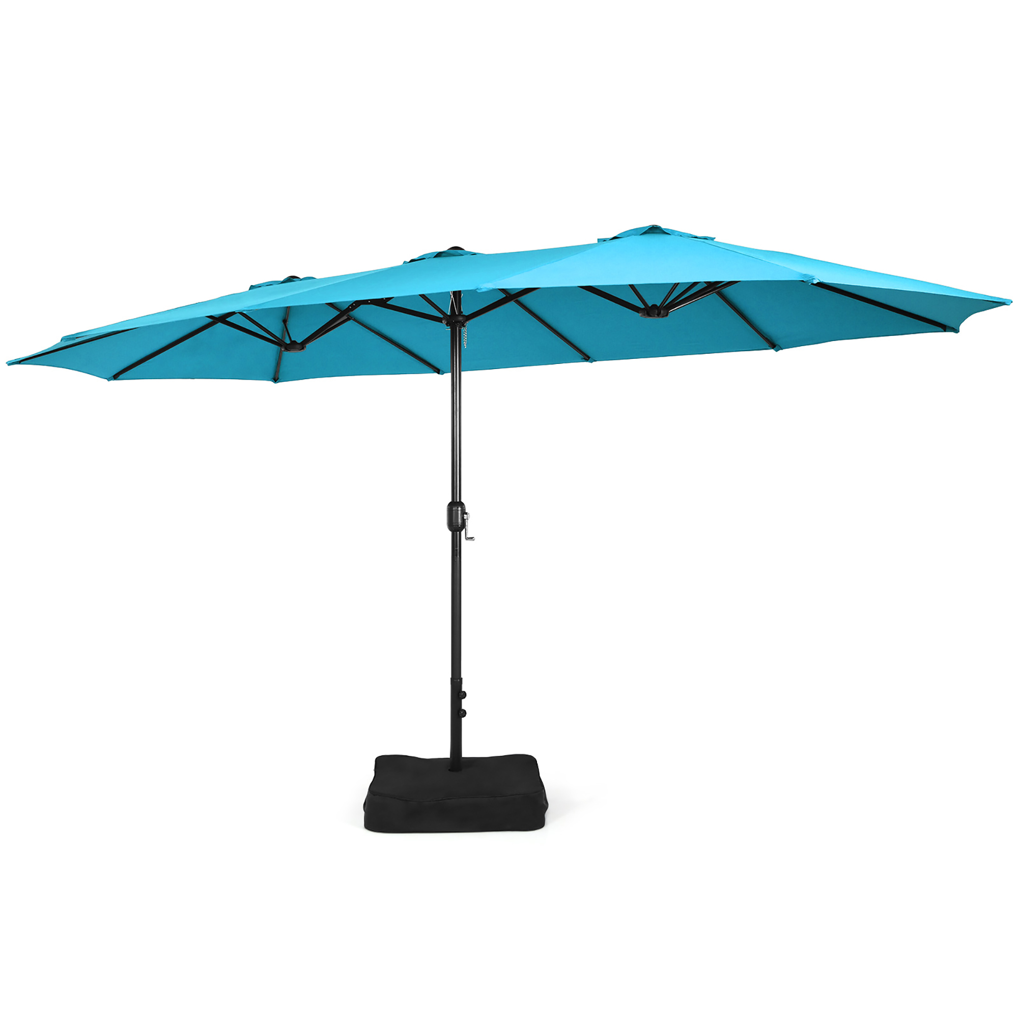 Costway 15FT Double-Sided Twin Patio Umbrella Outdoor Market W/ Crank & Bas