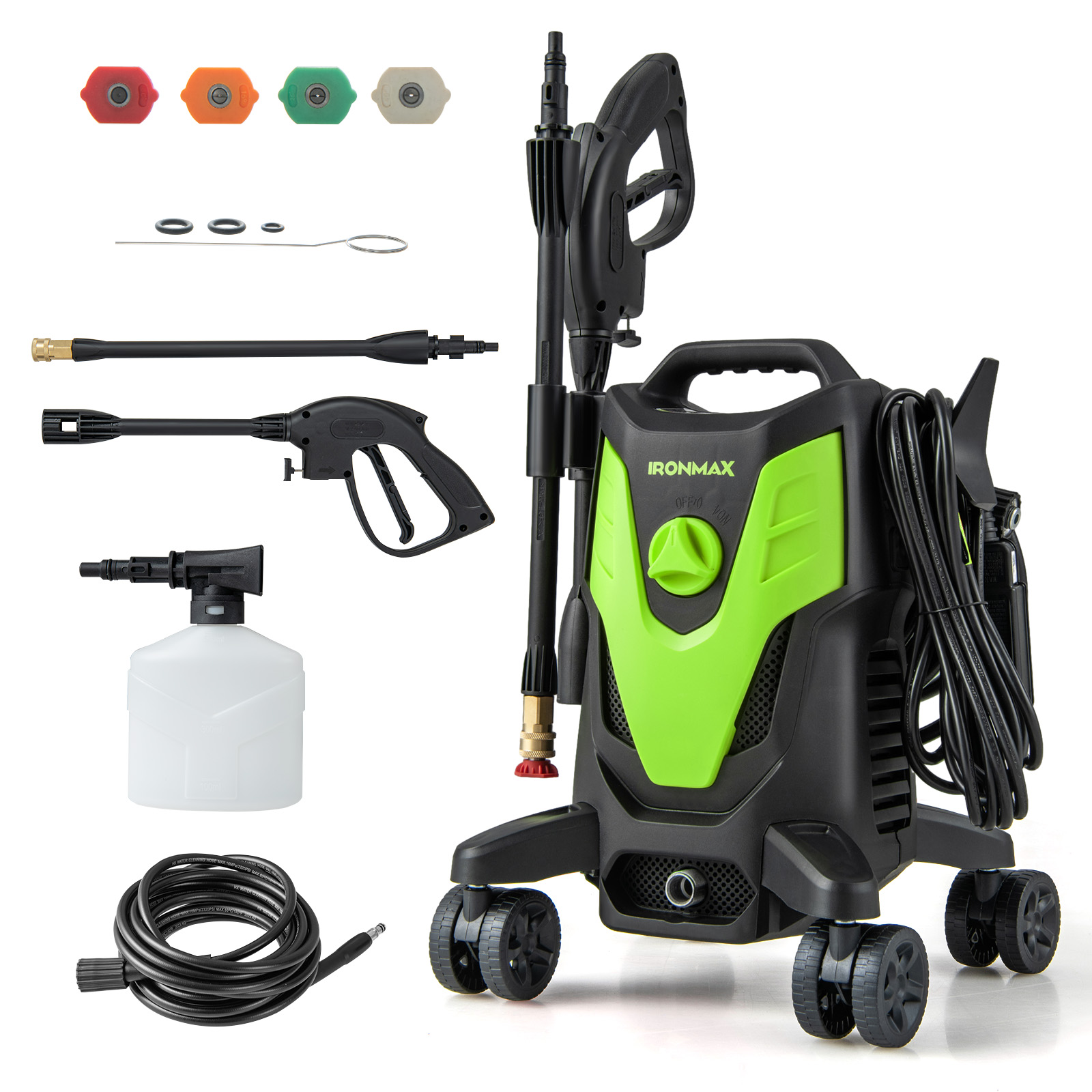Ironmax 2400 PSI High Pressure Cleaner Machine Electric Pressure Washer with 4 Wheels - 2 Colors