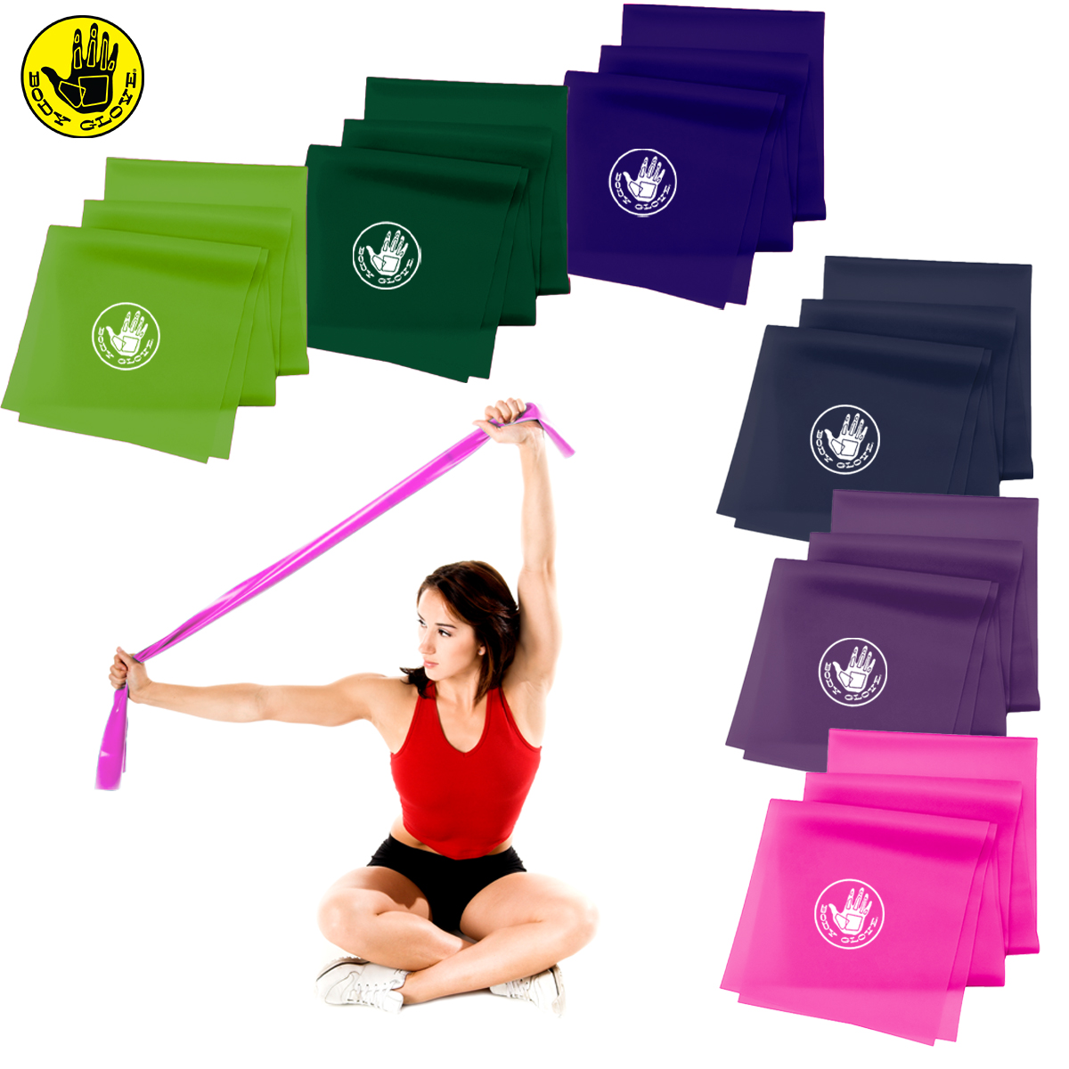 3-pack Body Glove Flat Resistance Bands Non Latex For Upper and Lower Body
