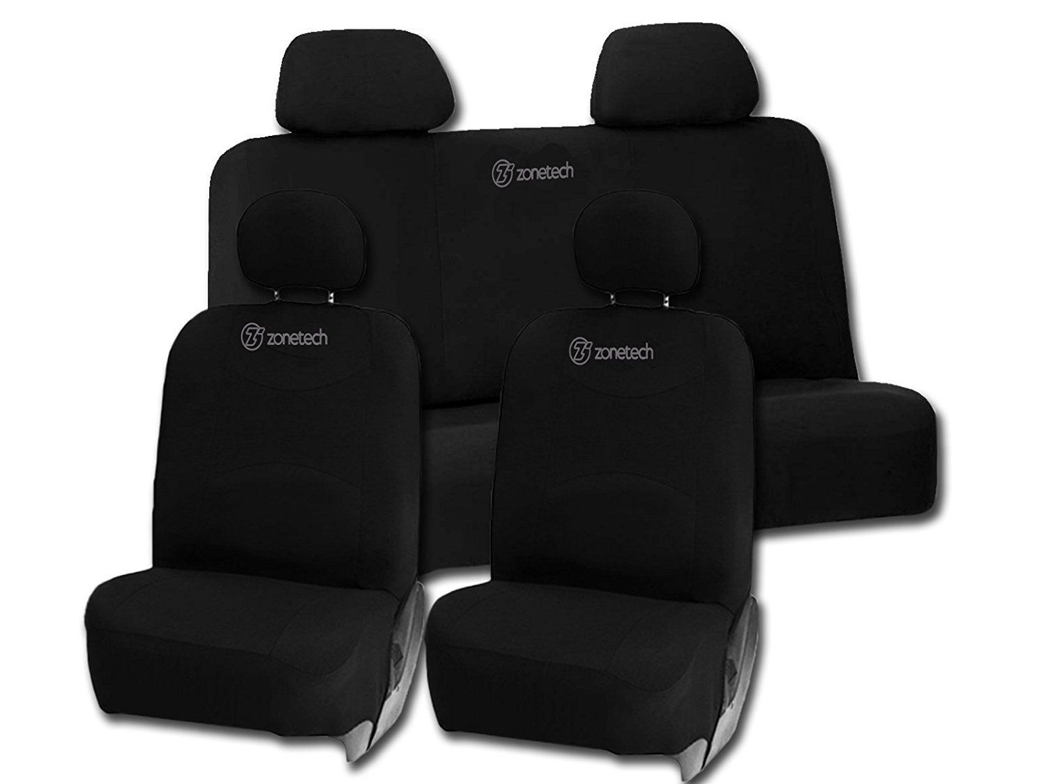 8-Piece Zone Tech Set Black Integrated Matching Bench High Back Seat Covers