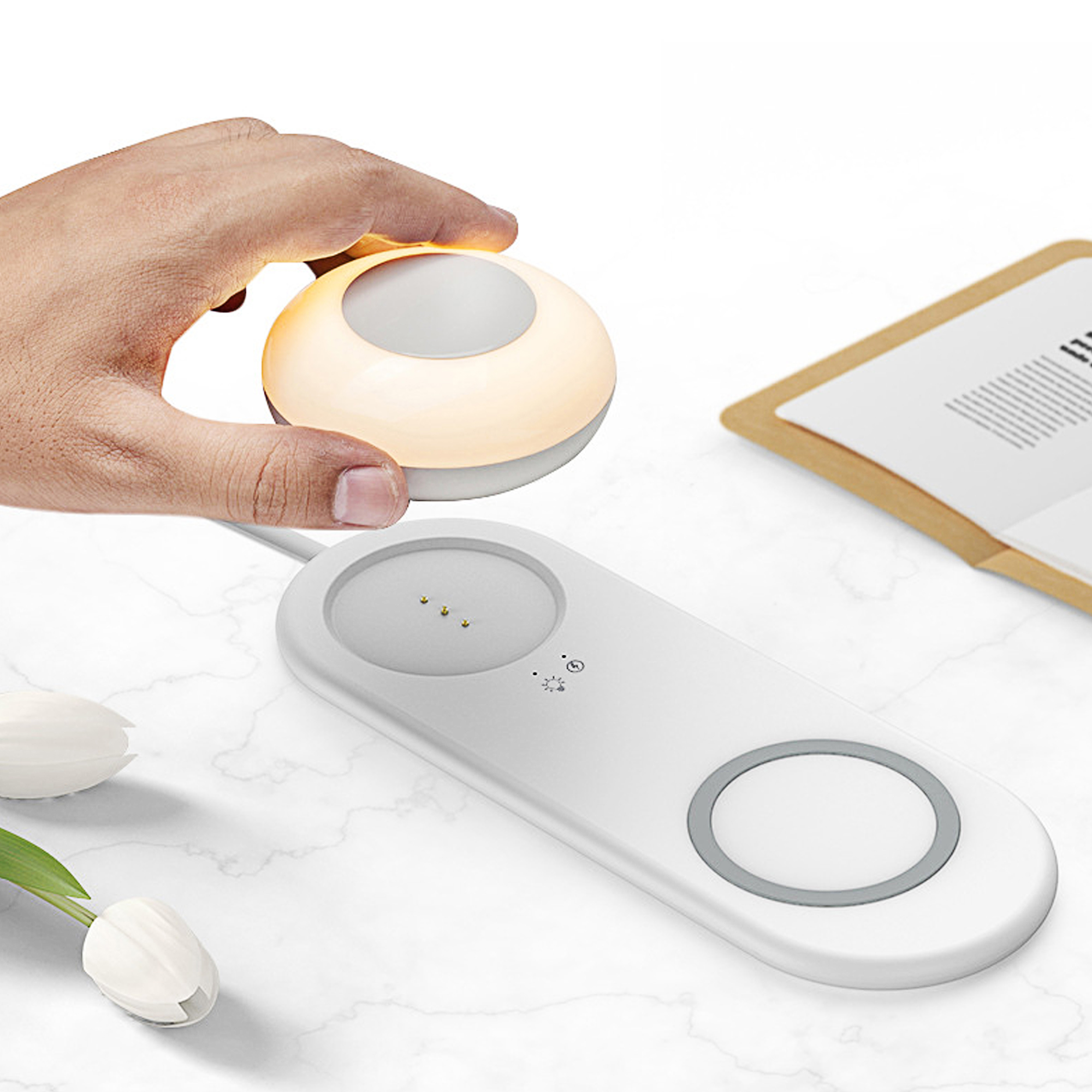 Wireless Qi Fast Charging Dot Night Light