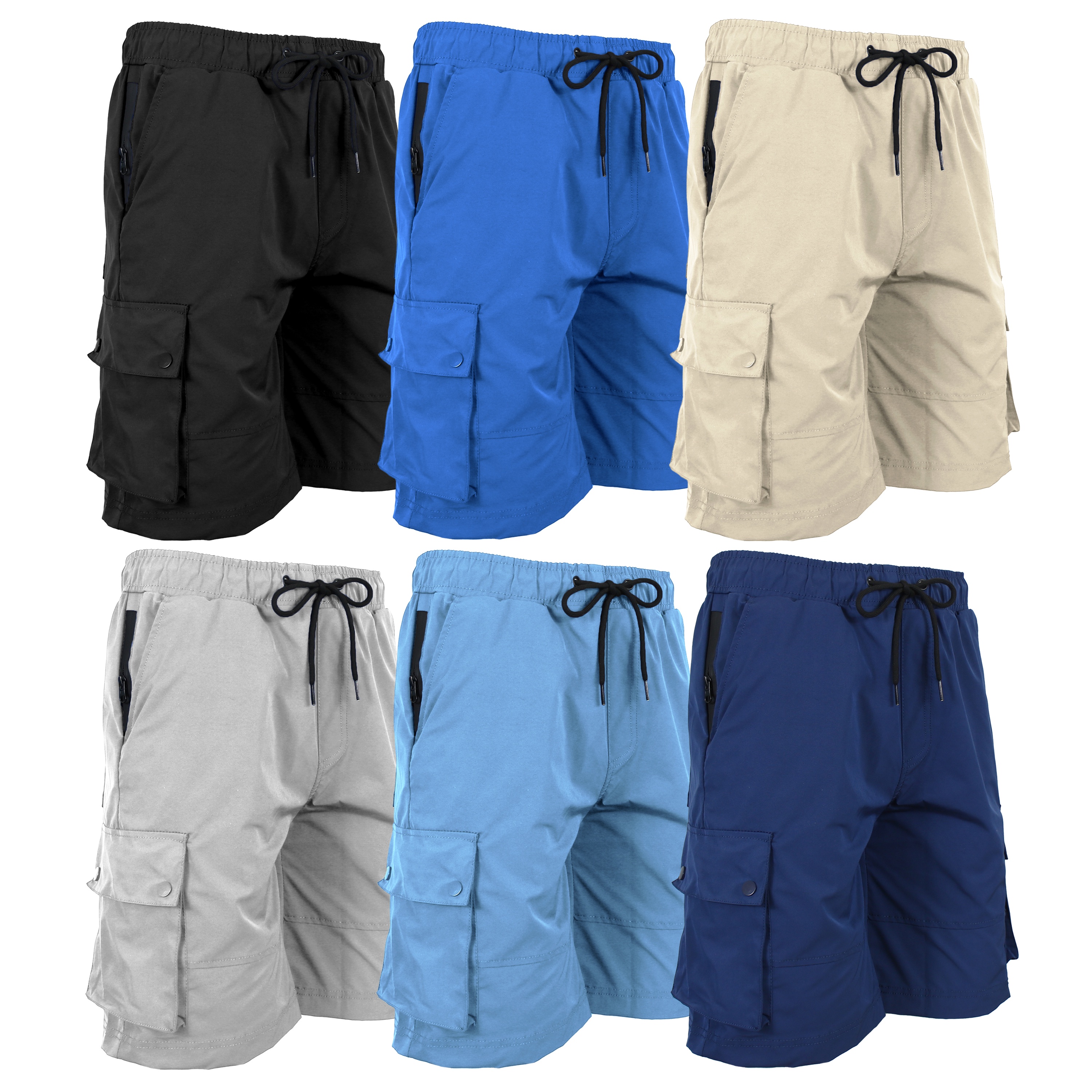 3-Pack: Men's Moisture Wicking Quick Dry Cargo Shorts