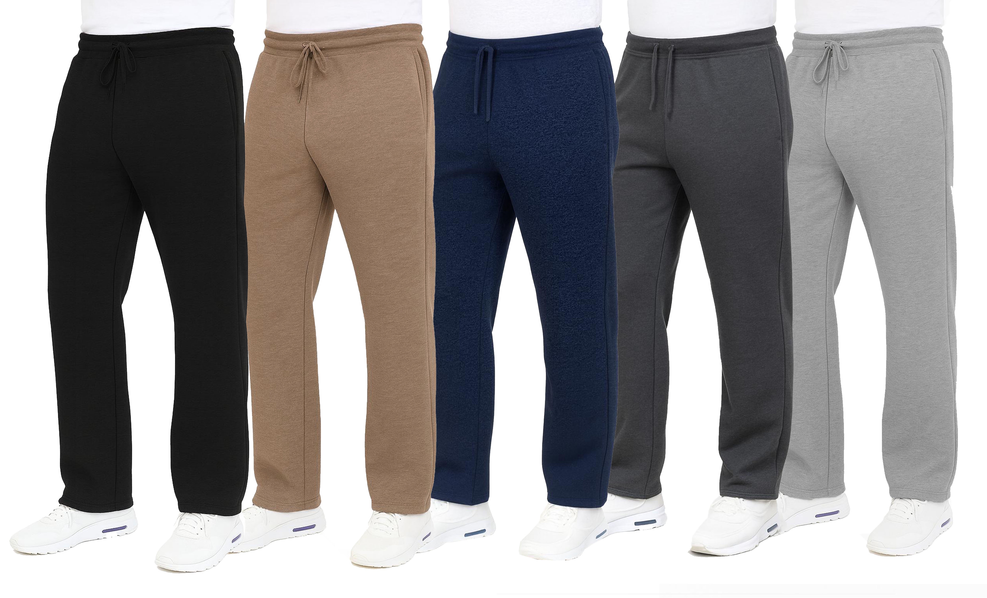 3-Pack Men's Classic Heavyweight Fleece Sweatpants with Open Bottom (S-3XL)