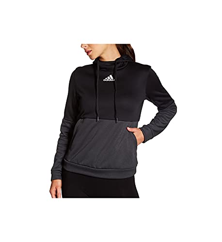 ADIDAS WOMEN'S TEAM ISSUE PULLOVER HOODIE BLACK/WHITE SIZE S