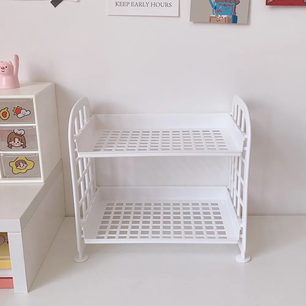Multi-Functional Desktop Organizer Shelf – Plastic Stationery Holder & Makeup Storage for Dorm or Office