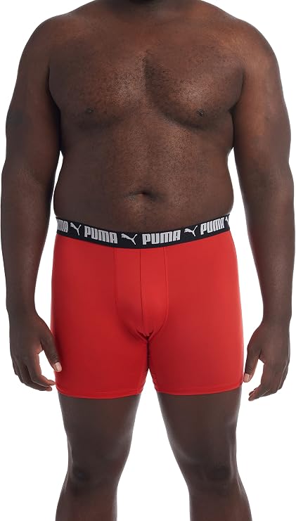 PUMA MEN'S BIG & TALL 3 PACK ATHLETIC FIT BOXER BRIEFS - MEN 4X - RED BLACK GRAY