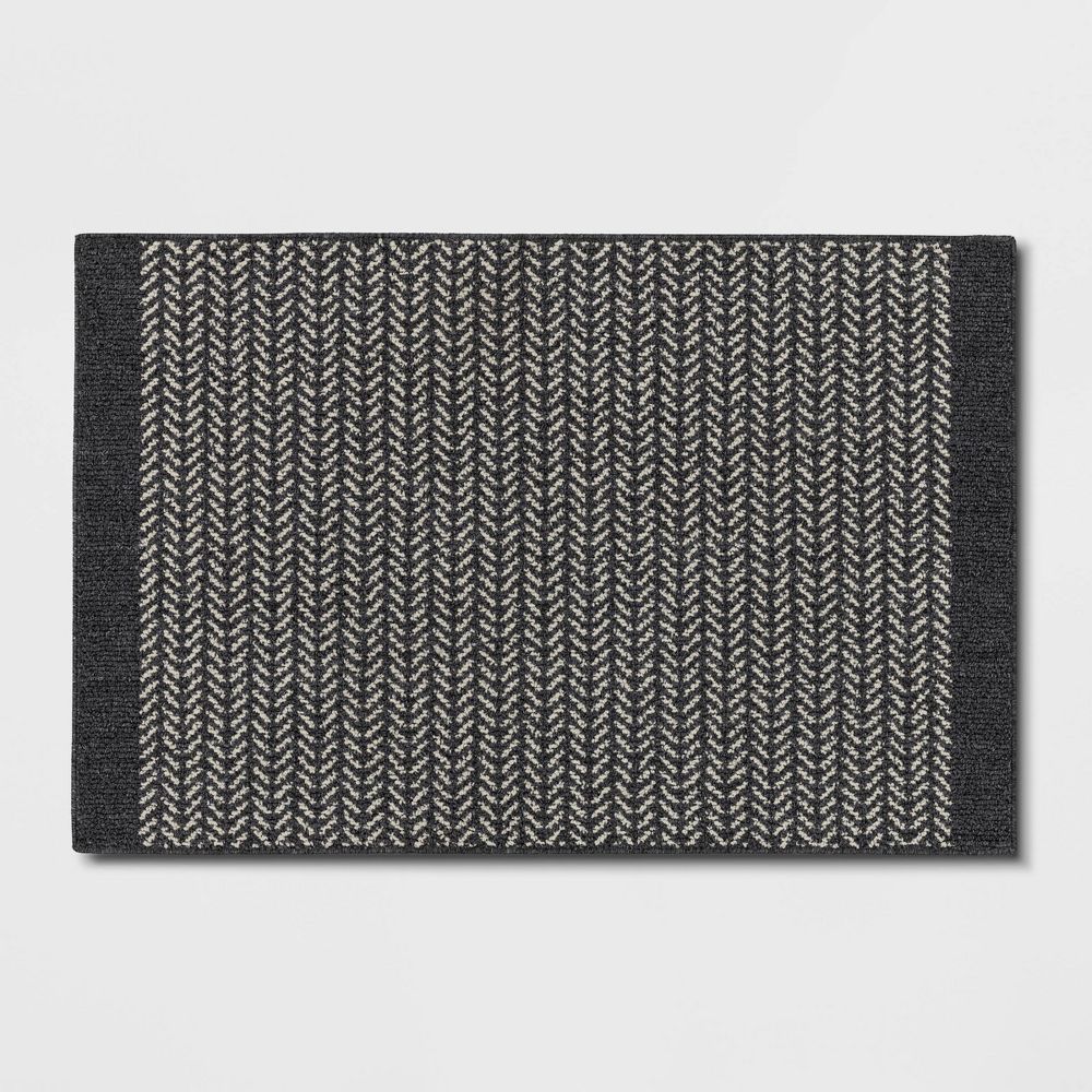 2'5"x3'8" Washable Herringbone Accent Rug Gray - Threshold: Tufted Skid-Res
