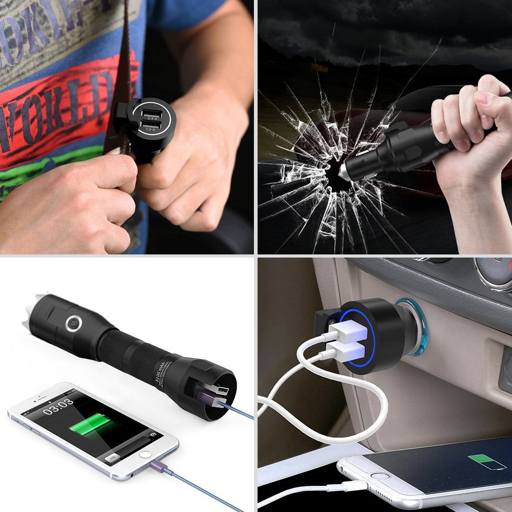 5-in-1 Multi-Functional LED Flashlight with Car Emergency Escape Tool Kit