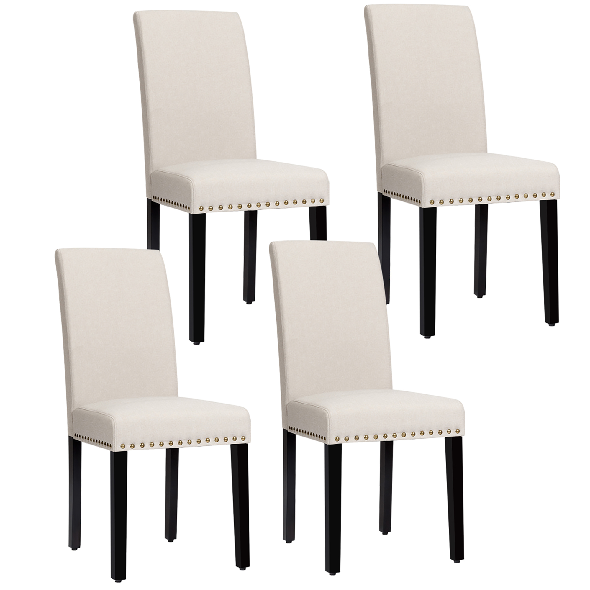 Costway Set of 4 Fabric Dining Chairs w/Nailhead Trim