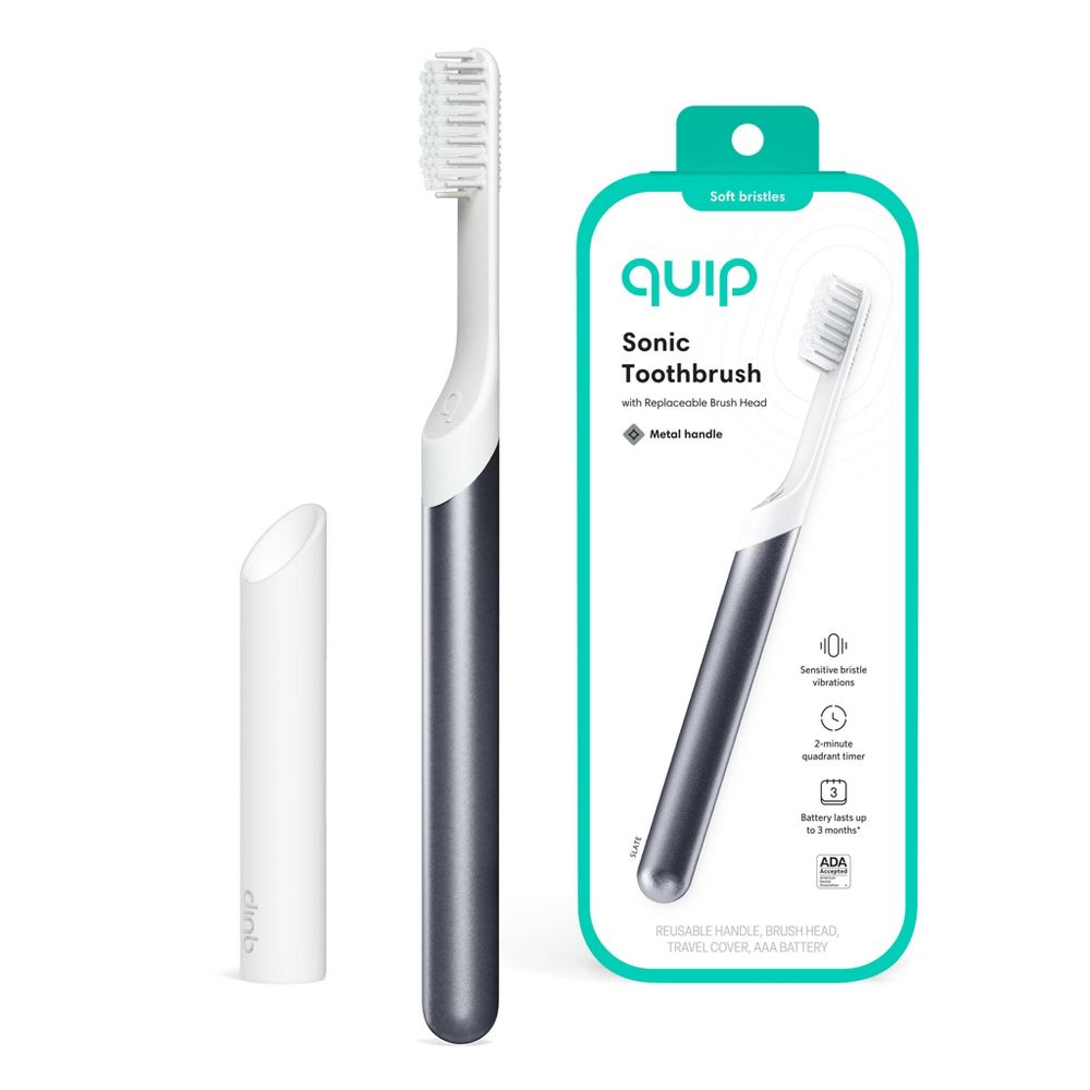 quip Sonic Electric Metal Toothbrush Travel Case/Mount Water-Resistant Slate